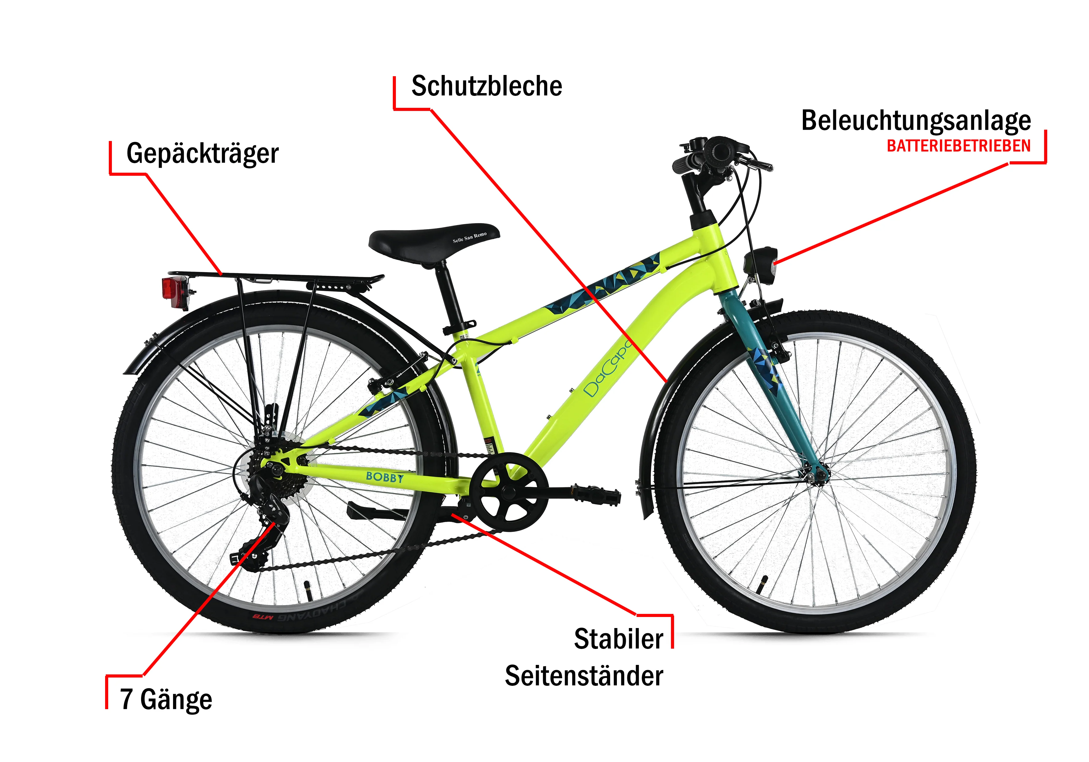 DaCapo Kinderfahrrad 24" Bobby Blau 7 Gänge RH 32 cm - Ab 8 Jahre - Image 3
