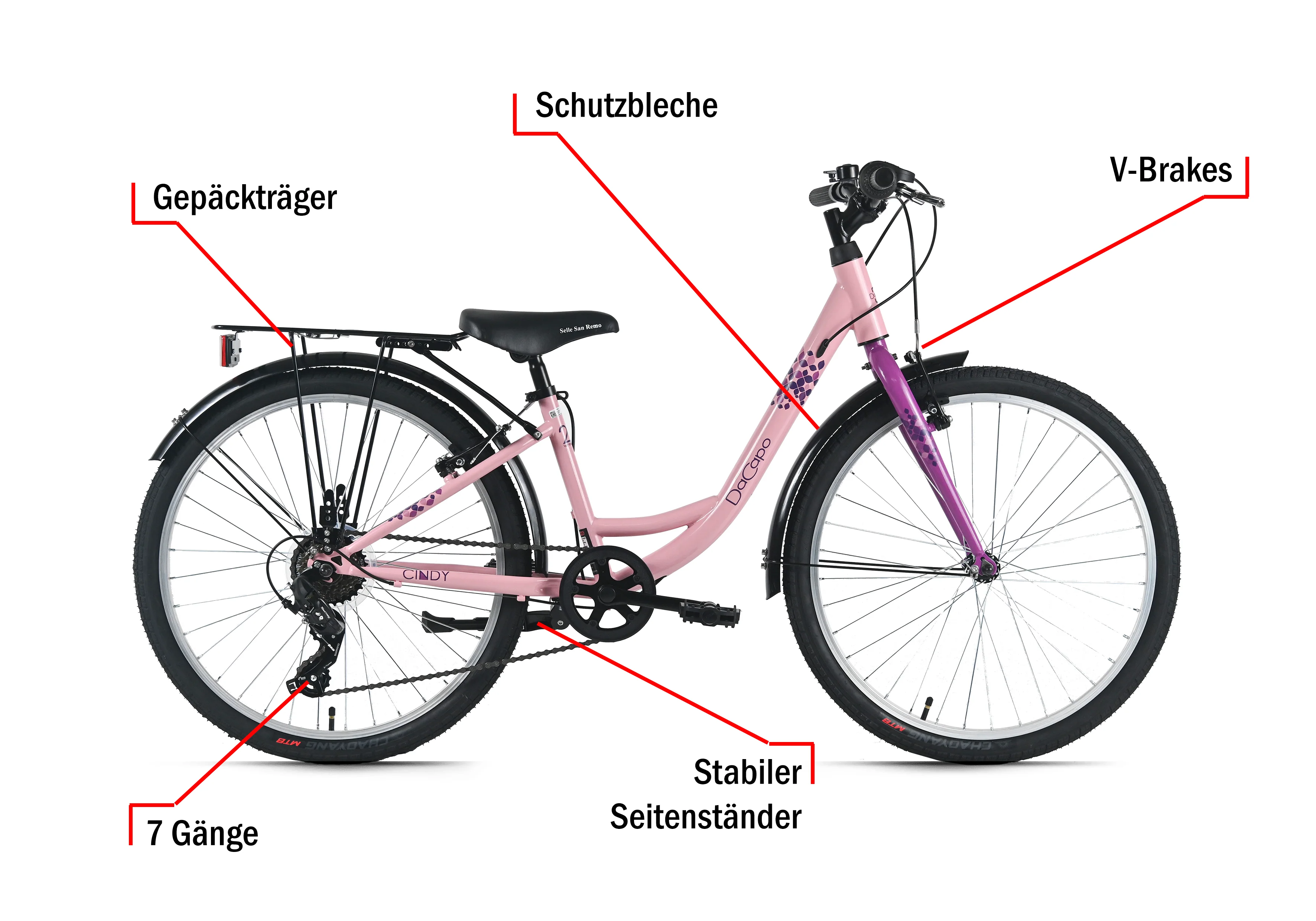 DaCapo Kinderfahrrad 24" Cindy Blau 7 Gänge RH 32 cm - Ab 8 Jahre - Image 3