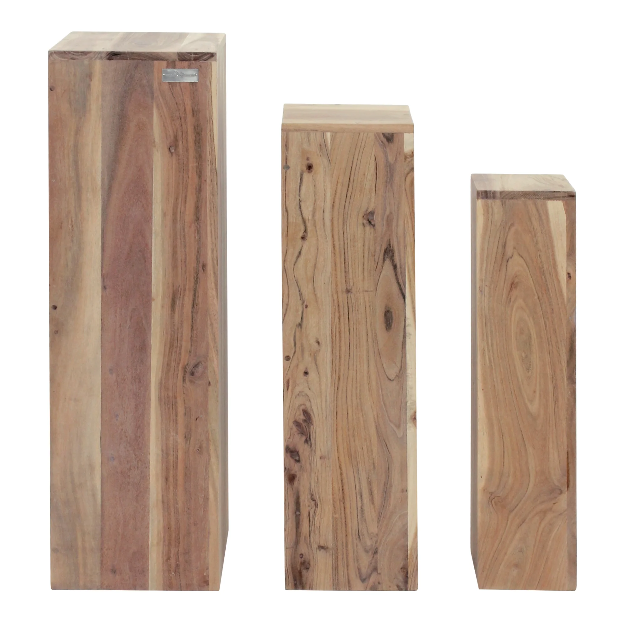 Dekosäule 3er Set 65/75/85 cm Natur aus Akazienholz WOMO-Design