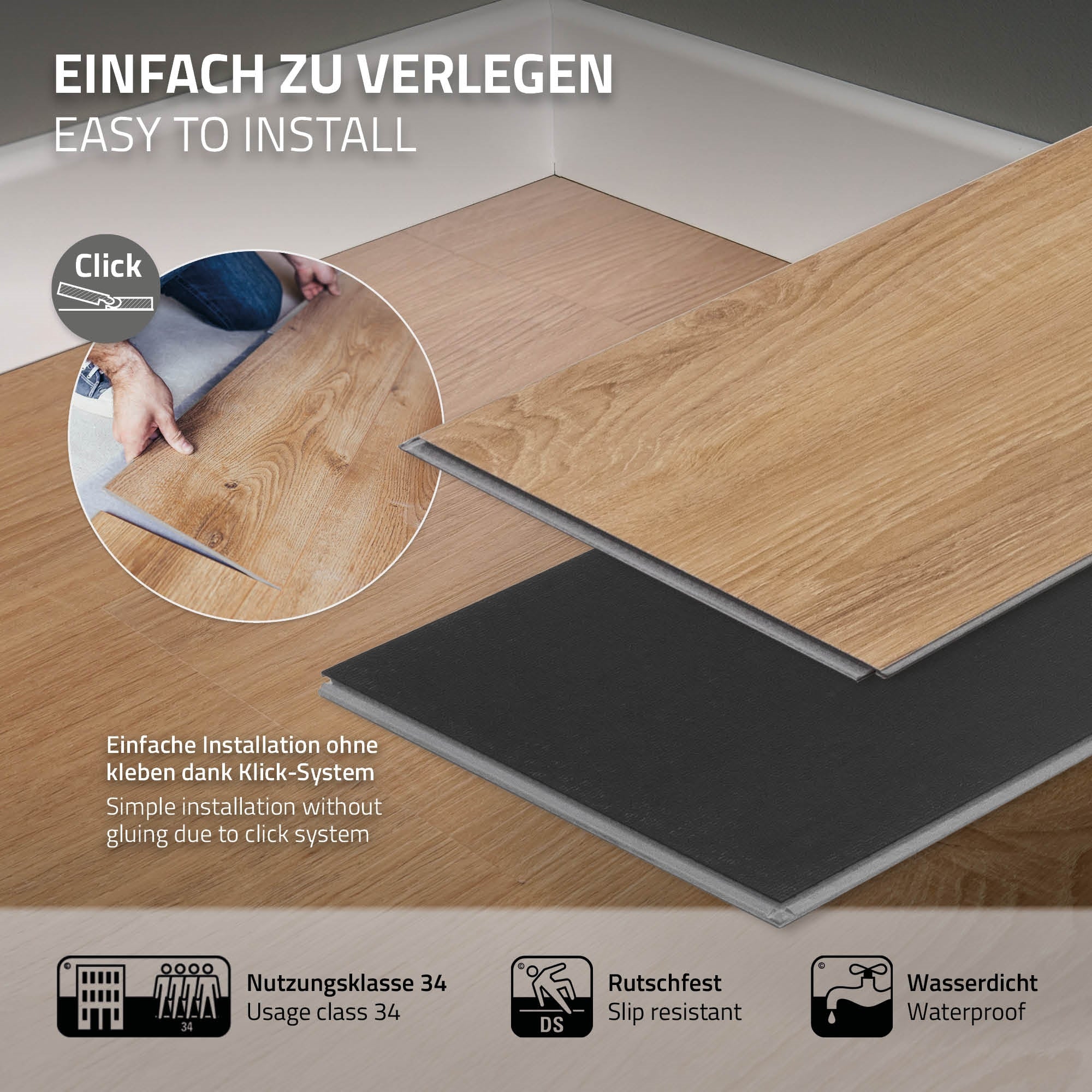 Deluxe PVC Bodenbelag, Click Vinyl 4,62m²/21 Dielen, Belastungsklasse 34 - Image 22