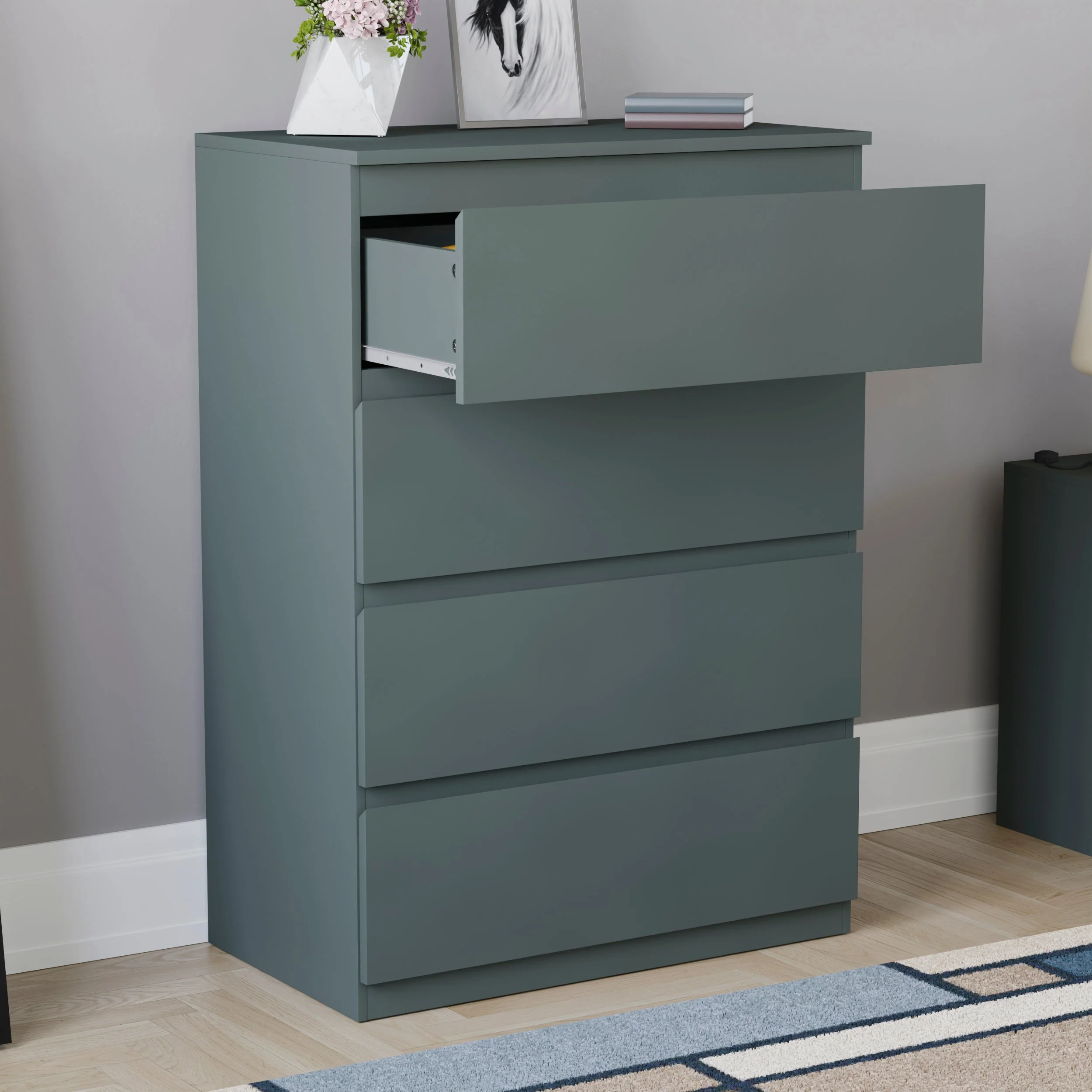 Denver Grün Kommode mit 4 Schubladen – Moderne Schlafzimmermöbel - Image 12