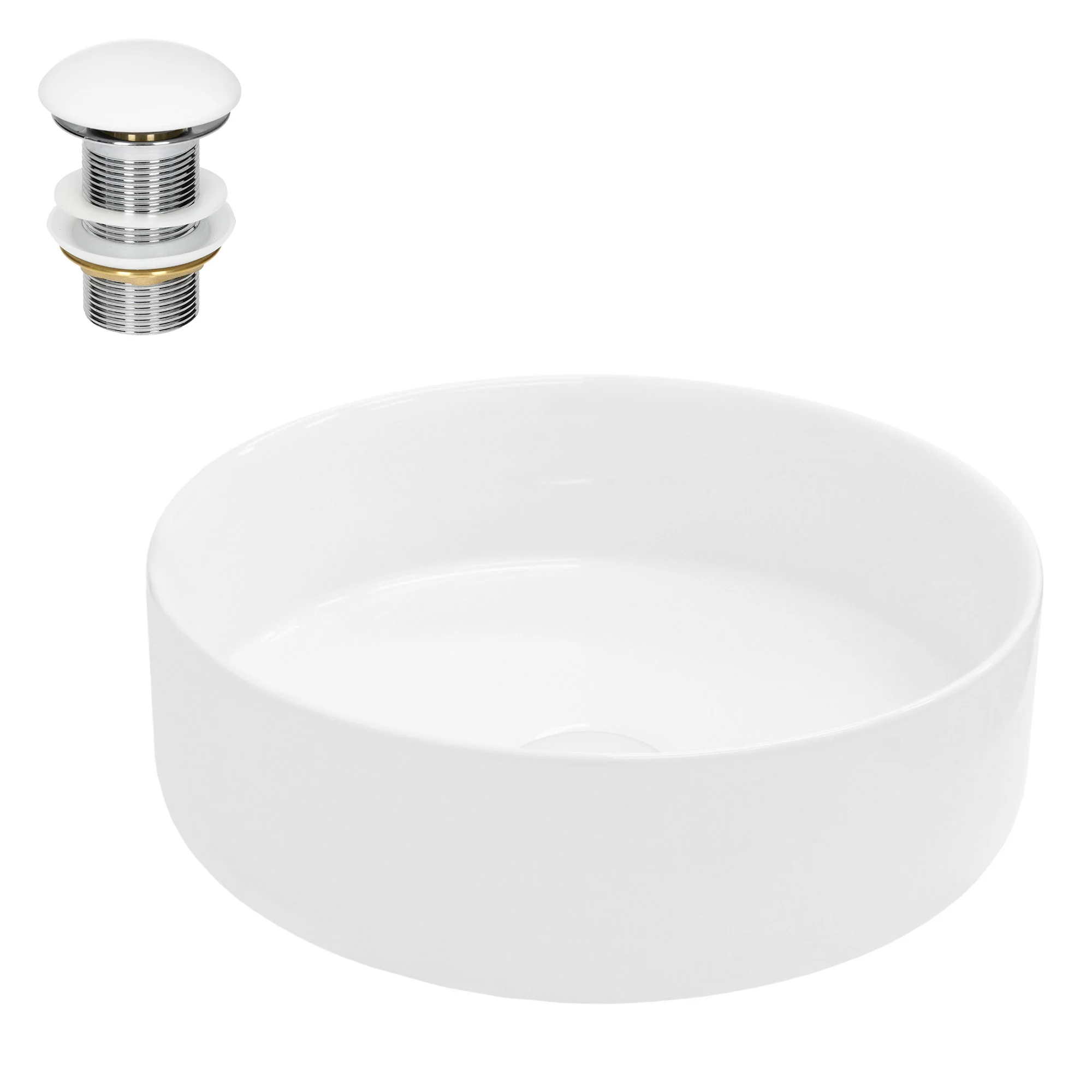 Design Waschbecken Waschtisch Ø 355 x 120 mm inkl. Ablaufgarnitur für Waschbecken