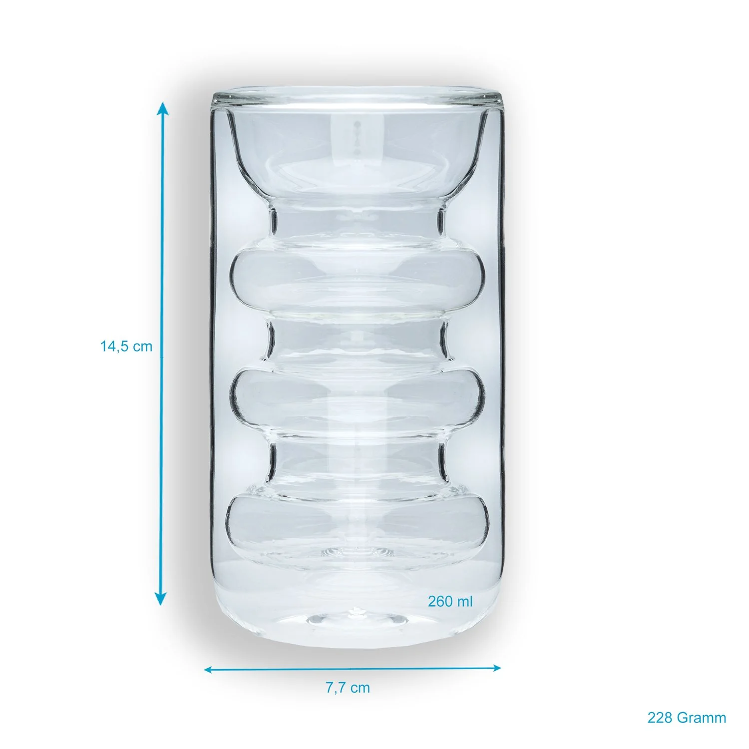 Doppelwandiges Thermo Glas - Rillen Style - 260ml - Teeglas Kaffeeglas Becher - Image 13