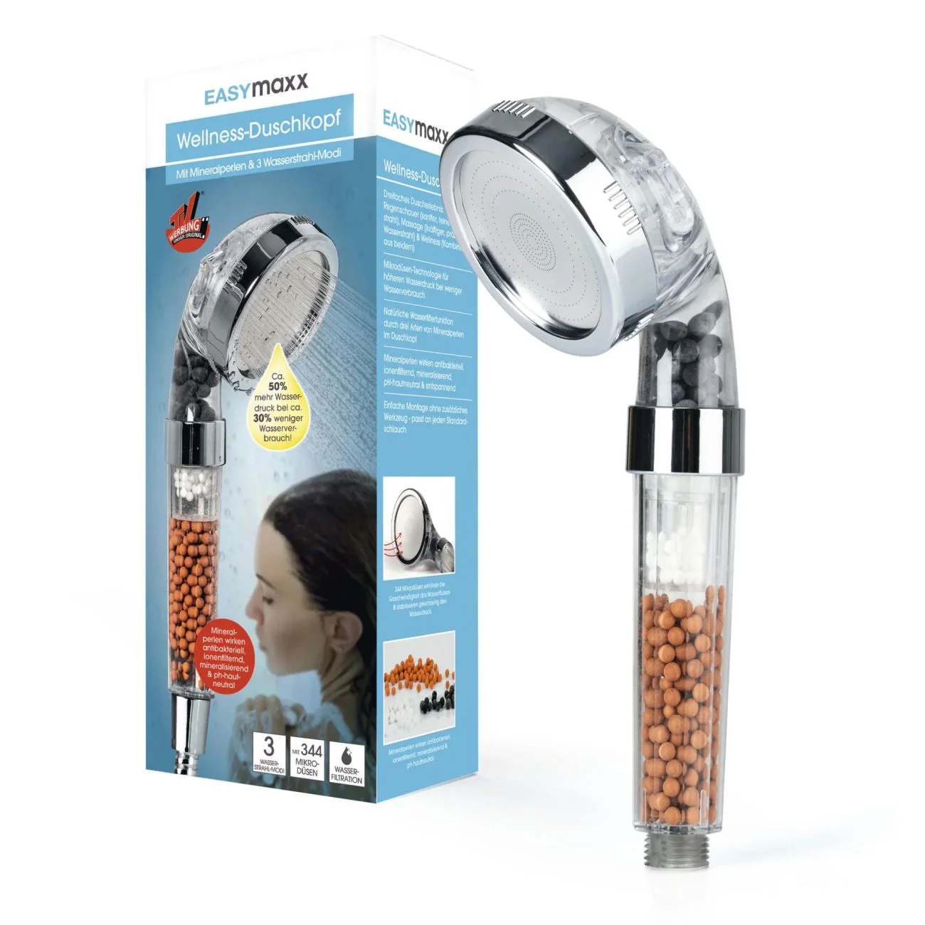 Duschkopf 3in1 mit Mineralperlen – Regendusche, Massage & Wellness - Image 5