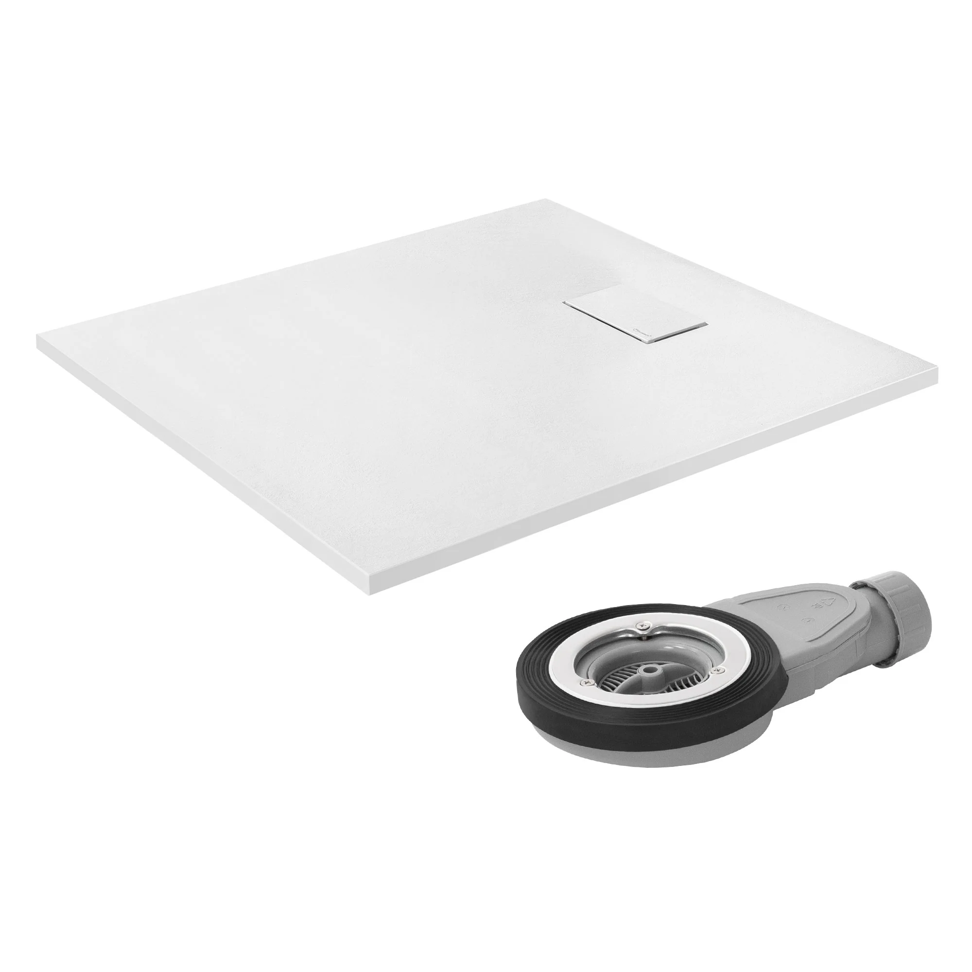 Duschwanne mit Ablaufgarnitur, Extra flache und robuste SMC, H:30 mm, Rutschfest, Schieferoptik - Image 8