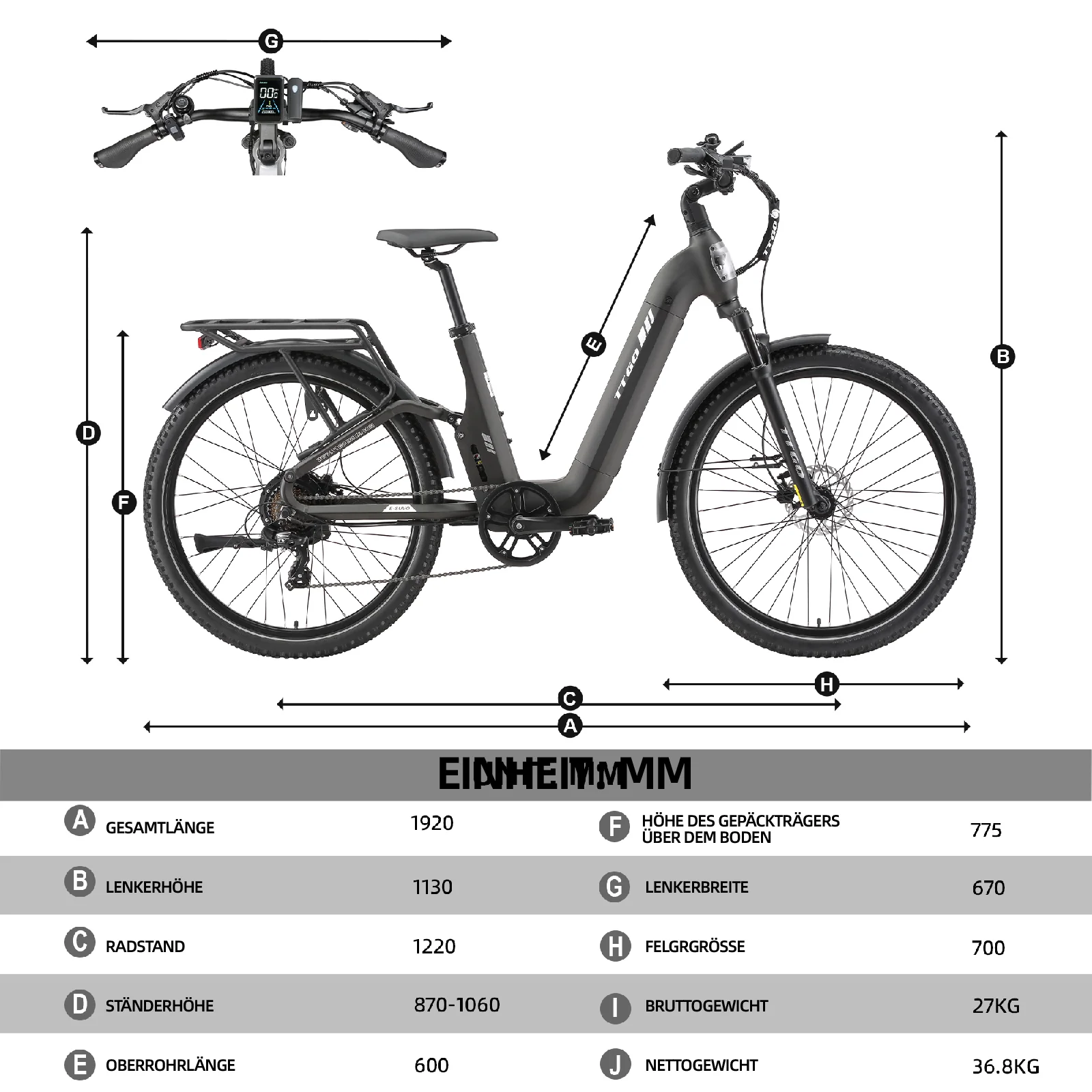 E-SUVO 27,5" 48V 250W Hinterradmotor 70Nm 48V15Ah Akku 100-120km Reichweite E-Bike mit Vollfederung - Image 3