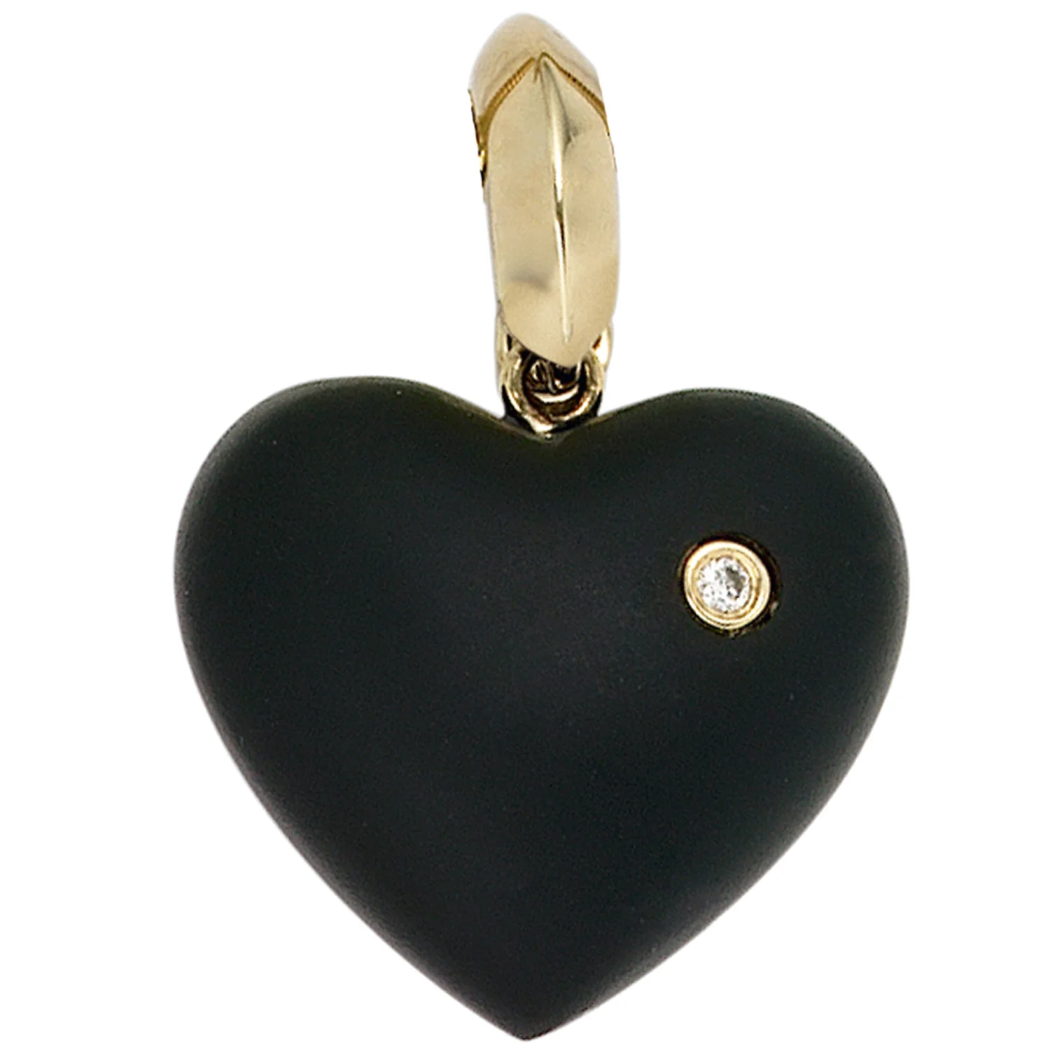 Einhänger Anhänger Herz 585 Gold Gelbgold 1 Onyx schwarz 1 Diamant Brillant - Image 2