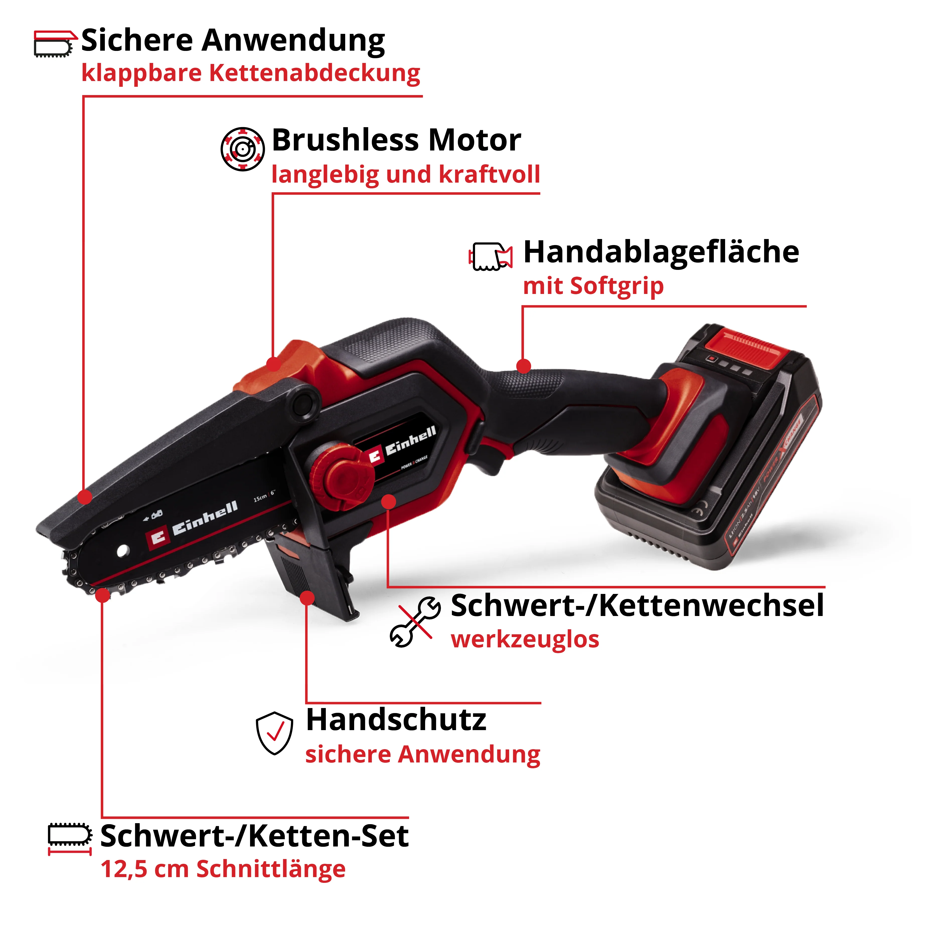 Einhell Akku-Astkettensäge GE-PS 18/15 Li BL Kit - Image 5