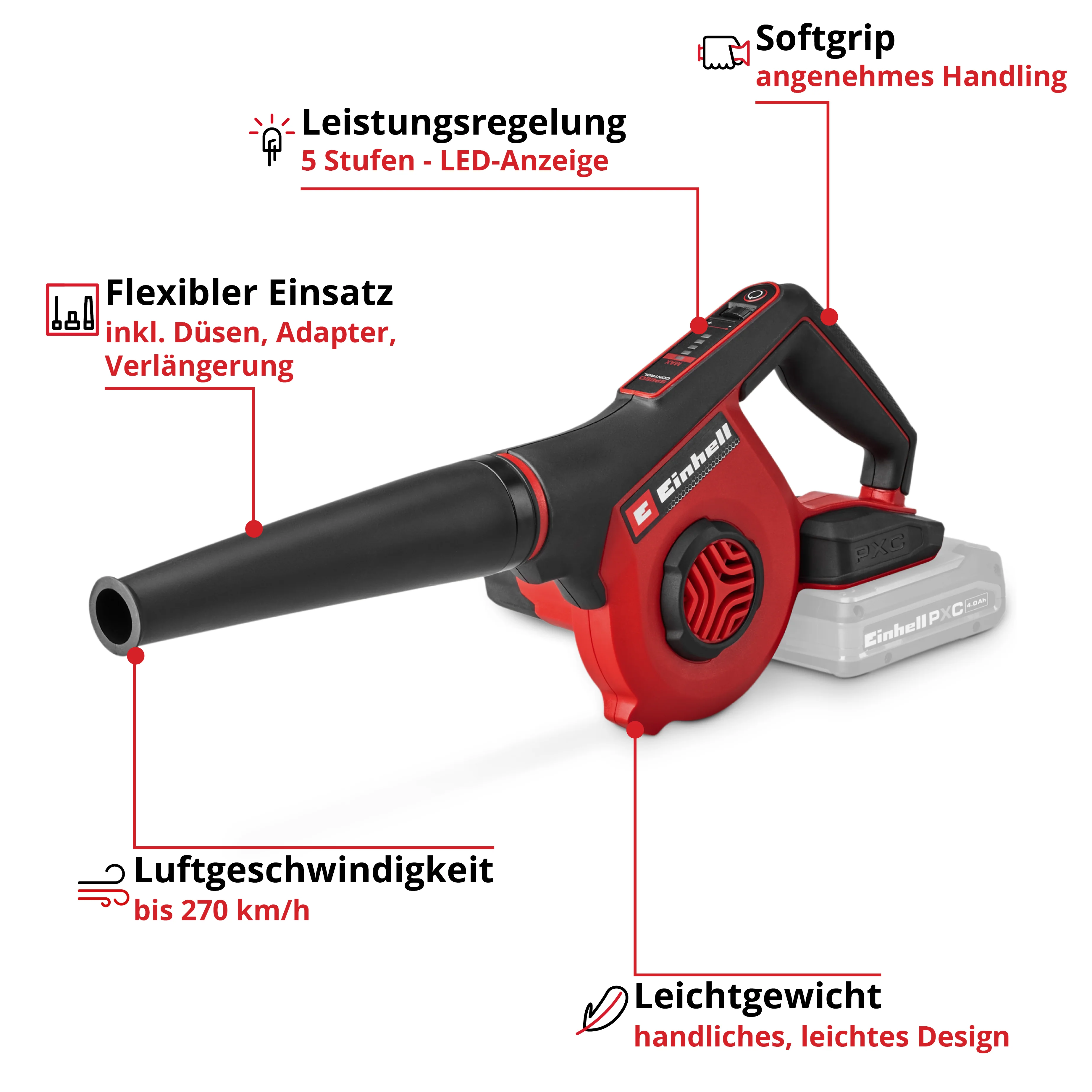 Einhell Akku-Bläser TE-CB 18/270 Li - Solo - Image 6