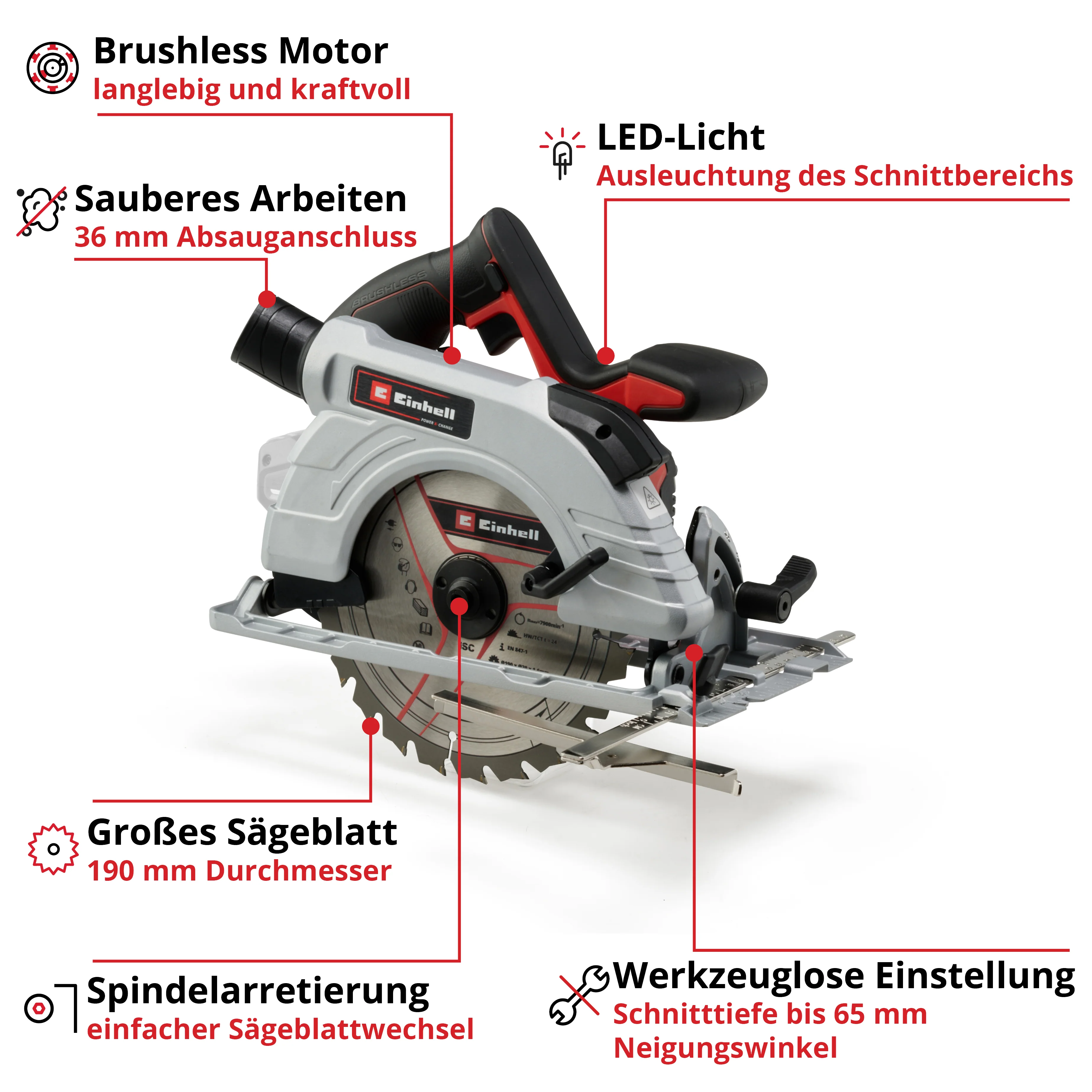 Einhell Akku-Handkreissäge TP-CS 18/190 Li BL Kit - Image 4