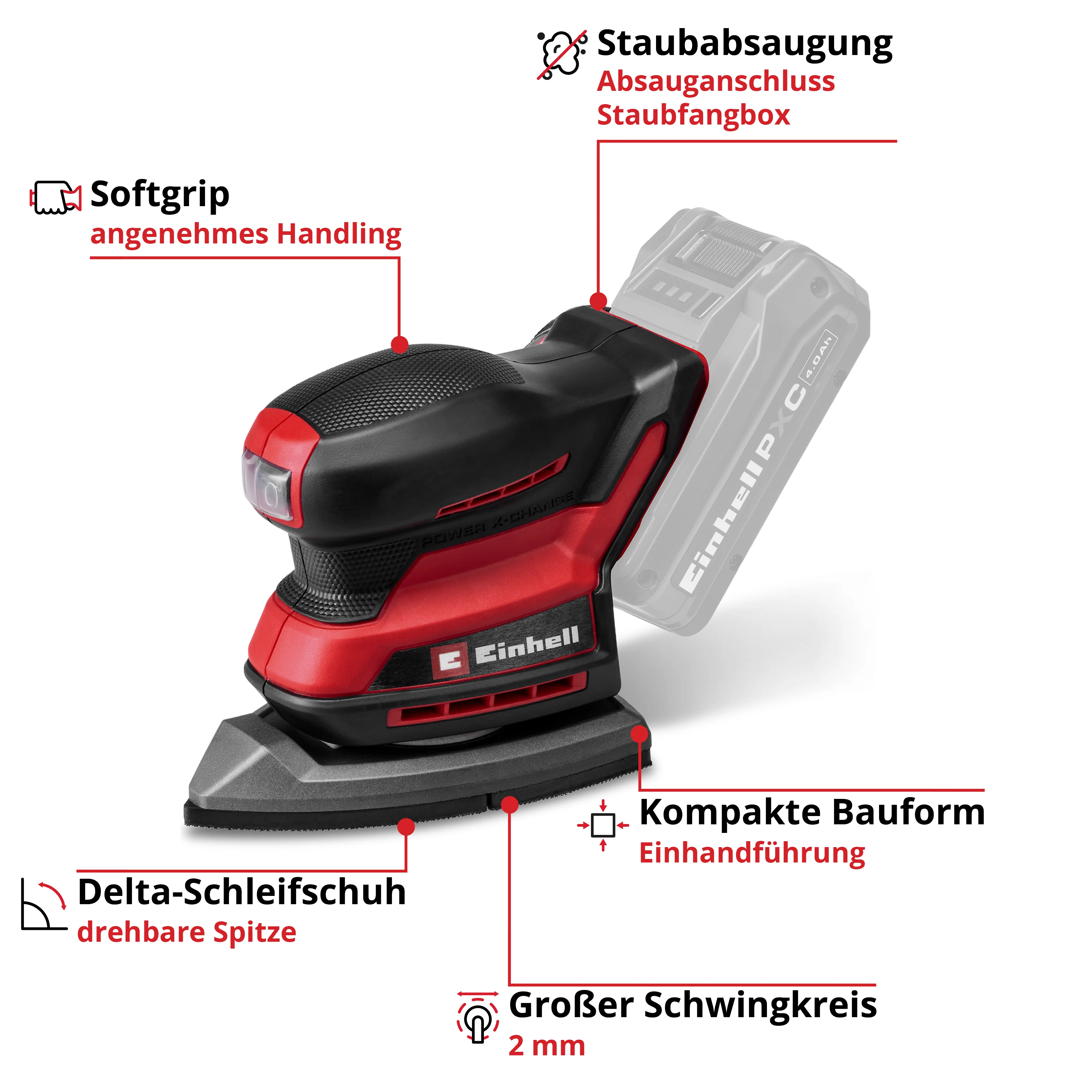 Einhell Akku-Multischleifer TE-OS 18/150-2 Li - Solo - Image 5