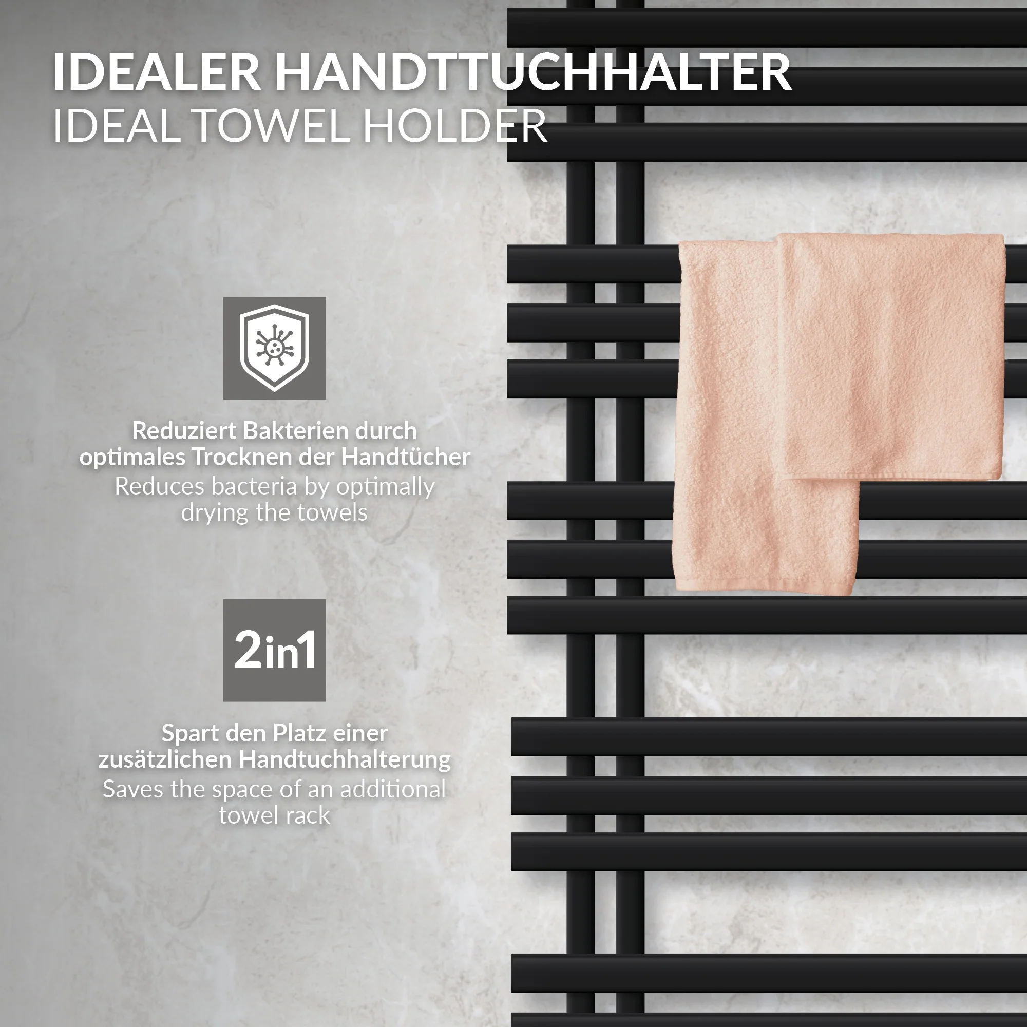 Elektrischer Badheizkörper Iron EM mit Heizstab 1200W Digital und Thermostat - Image 5