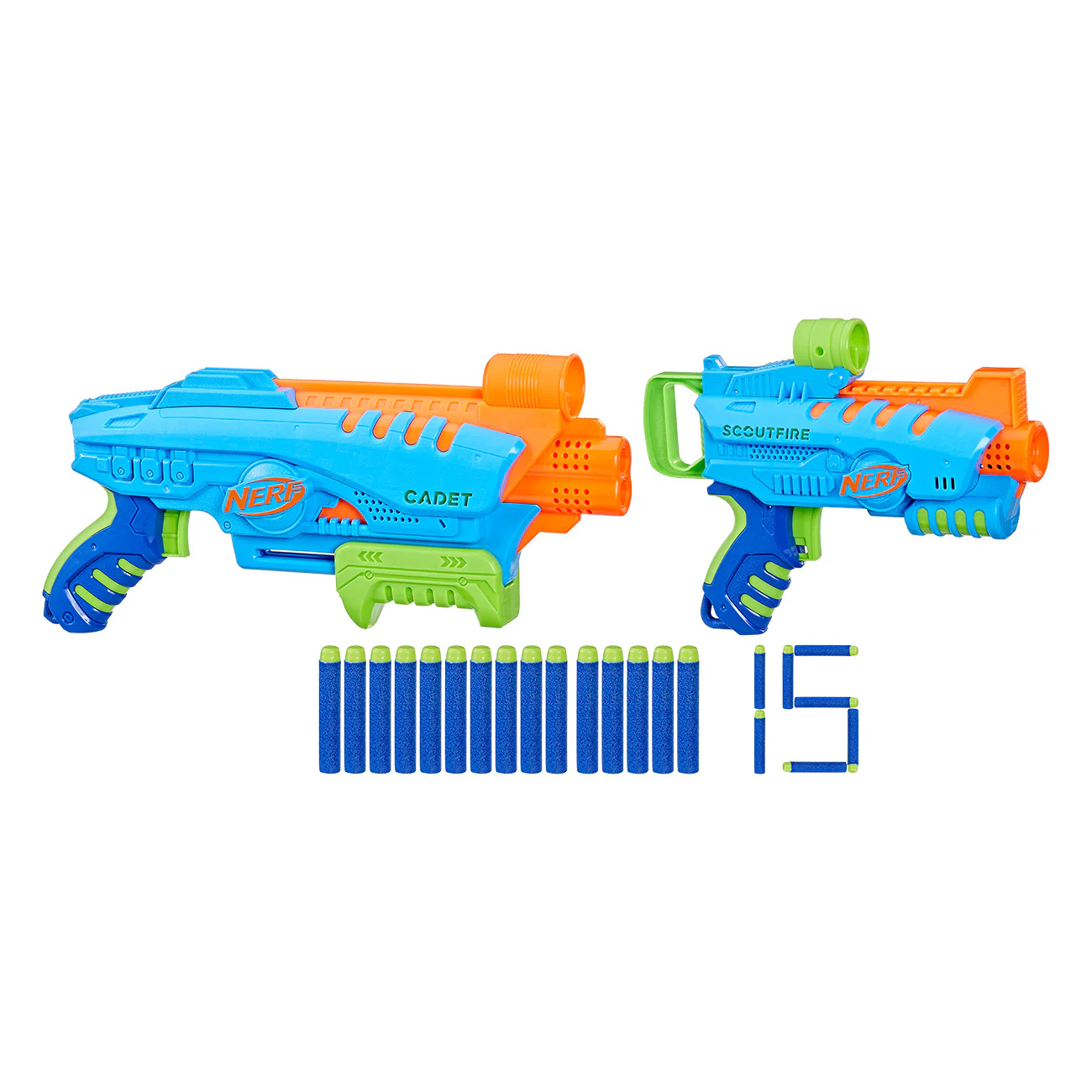 Nerf Elite Junior Ultimate Starter Set, 2 Easy-Play Blaster, 15 Nerf Elite Darts