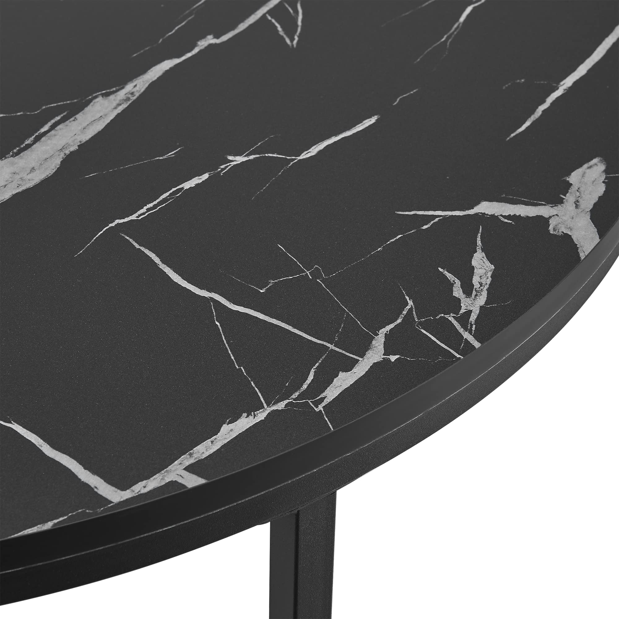 [en.casa] Couchtisch Uppvidinge Beistelltisch 45x80cm Wohnzimmertisch rund Marmor/Schwarz - Image 6