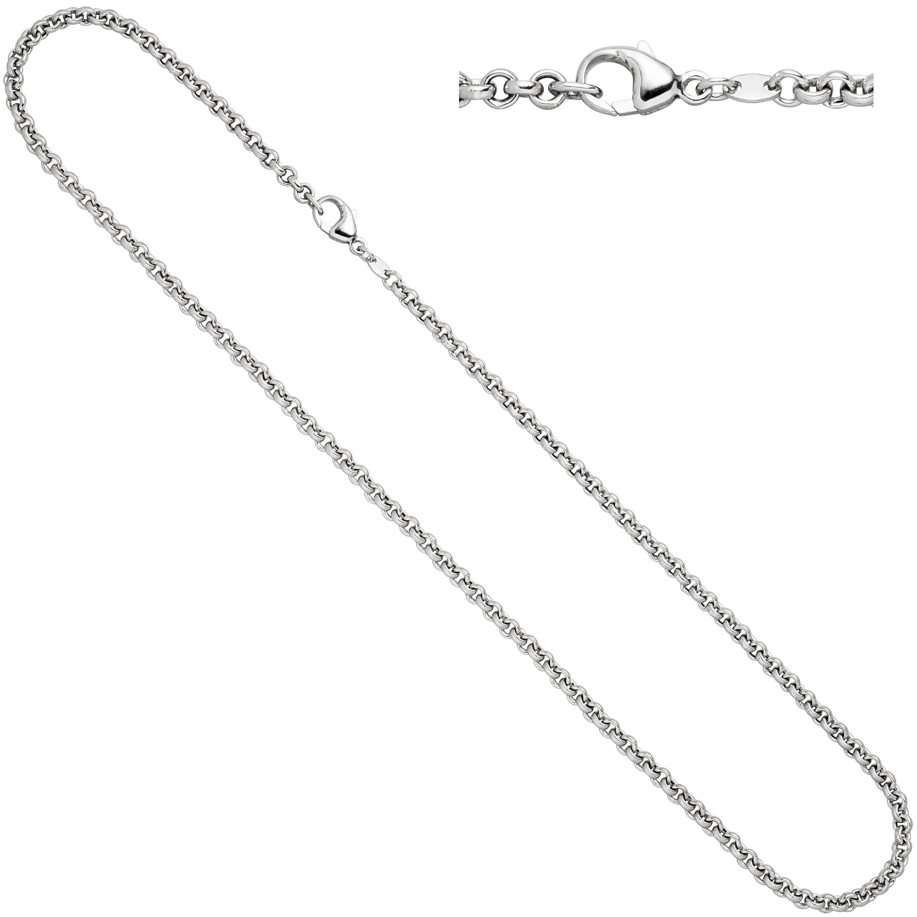 Erbskette 585 Weißgold 3 mm 42 cm Gold Kette Halskette Weißgoldkette Karabiner - Image 2
