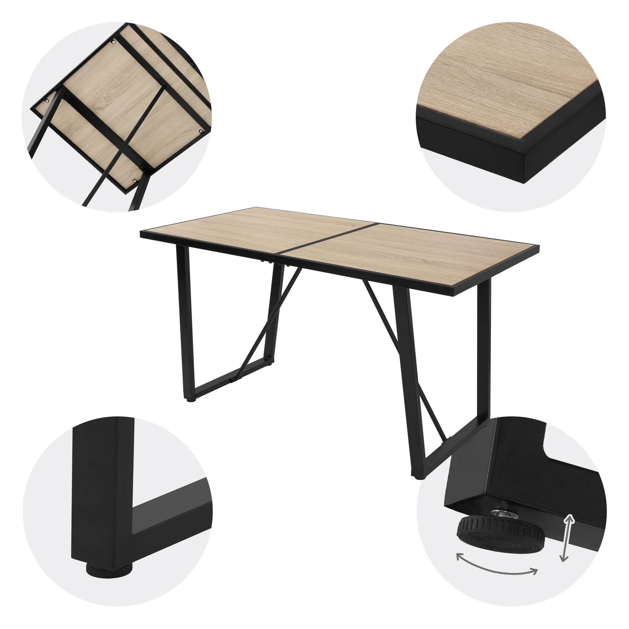 Esstisch 140x70x75 cm, Rechteckiger Esszimmertisch für 6 Personen, Industrieller - Image 5