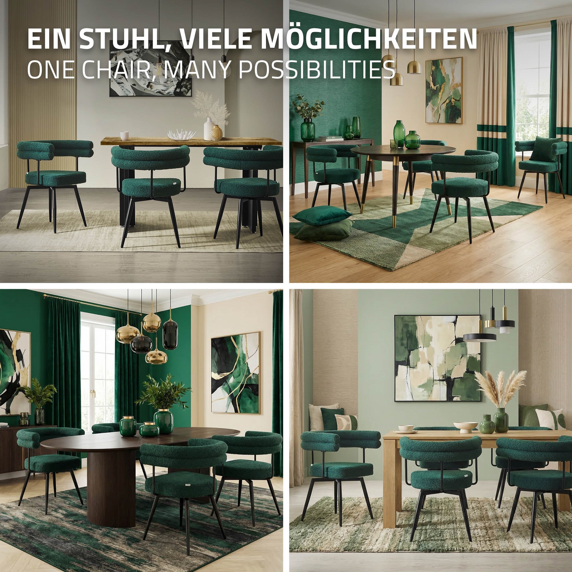 Esszimmerstühle mit Arm- und Rückenlehnen, 360° drehbar, Teddy-Stoff, mit Metallbeinen - Image 81