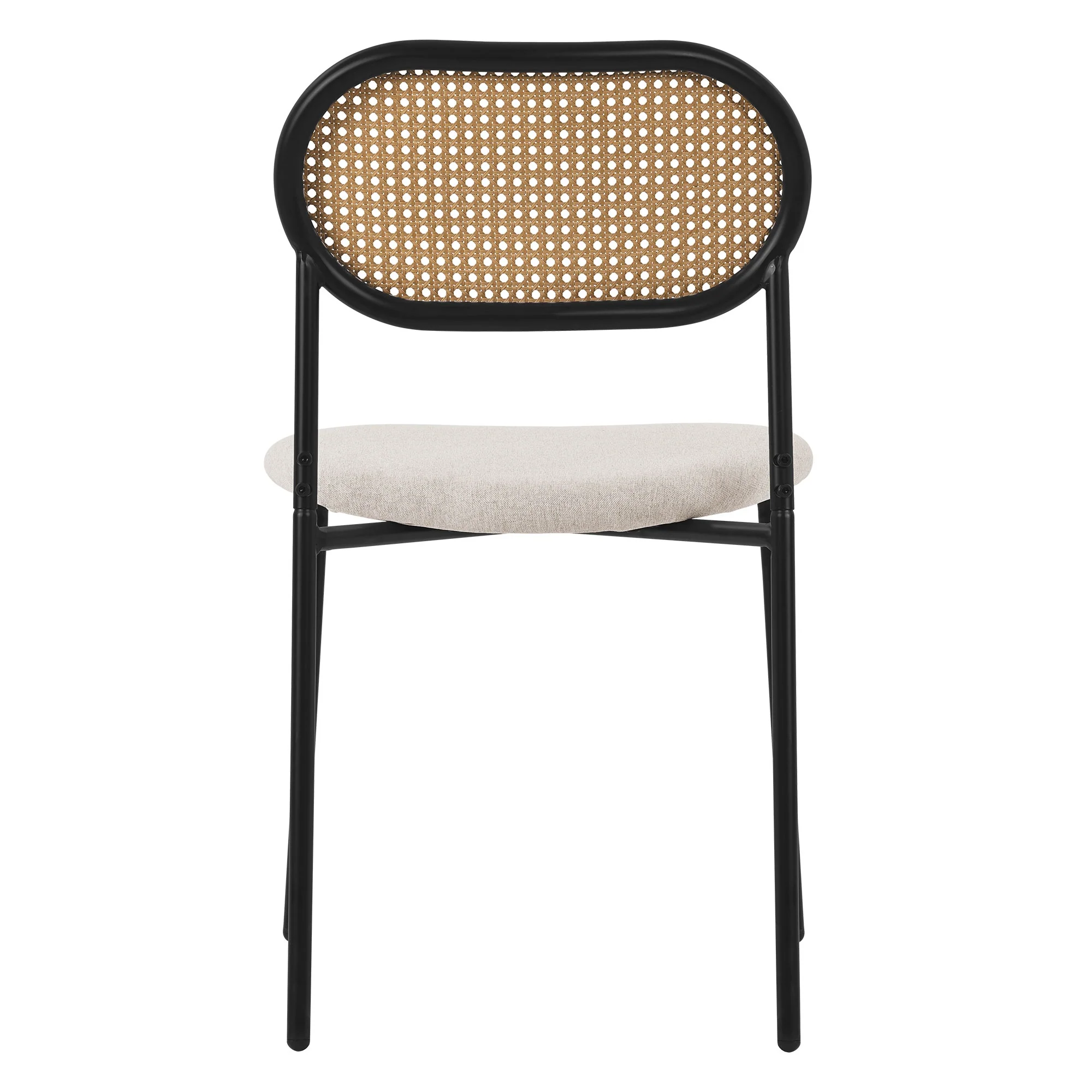 Esszimmerstühle mit Rattan Rückenlehne, Rund, Metallbeinen, Gepolstert, Ergonomisch, Modern - Image 17