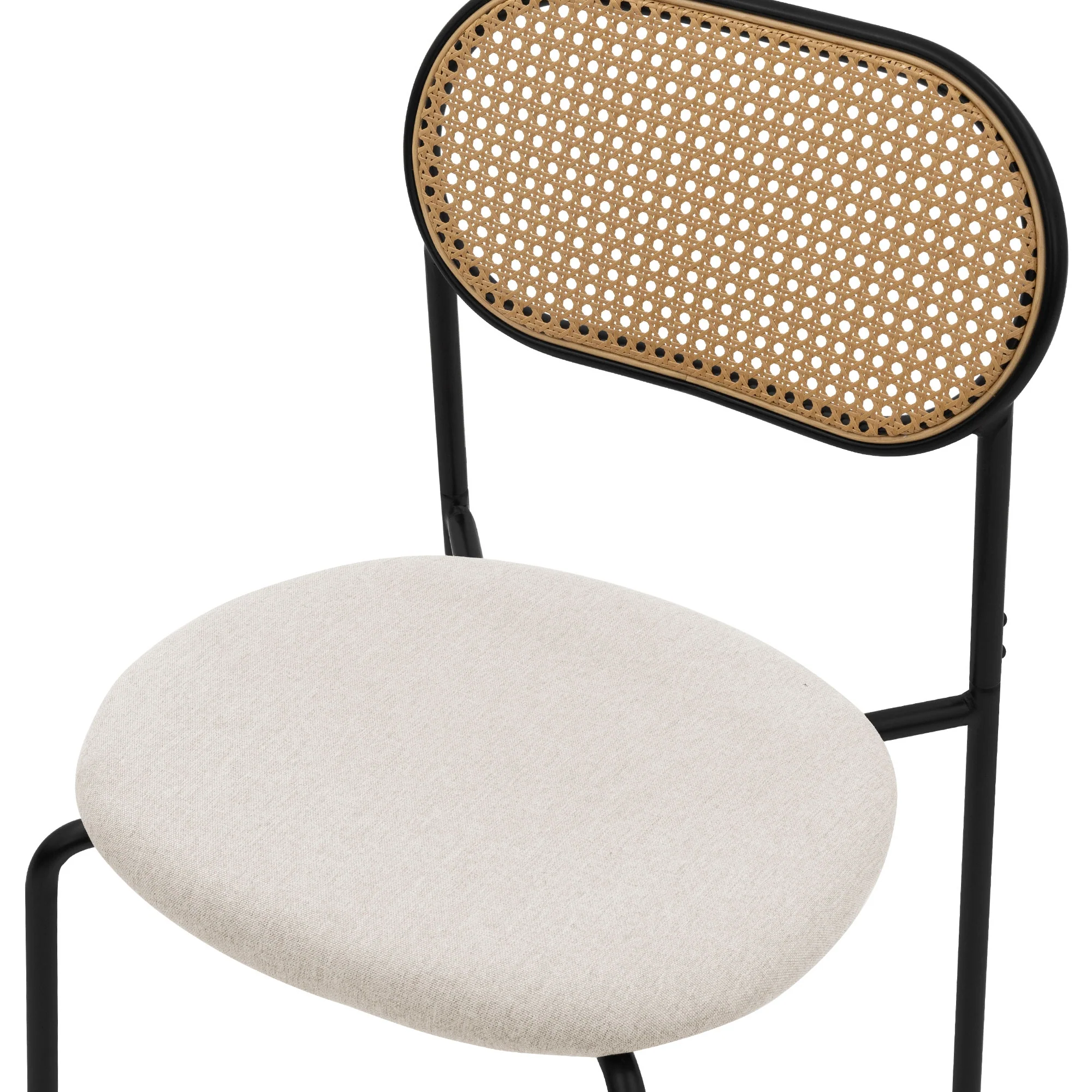 Esszimmerstühle mit Rattan Rückenlehne, Rund, Metallbeinen, Gepolstert, Ergonomisch, Modern - Image 18