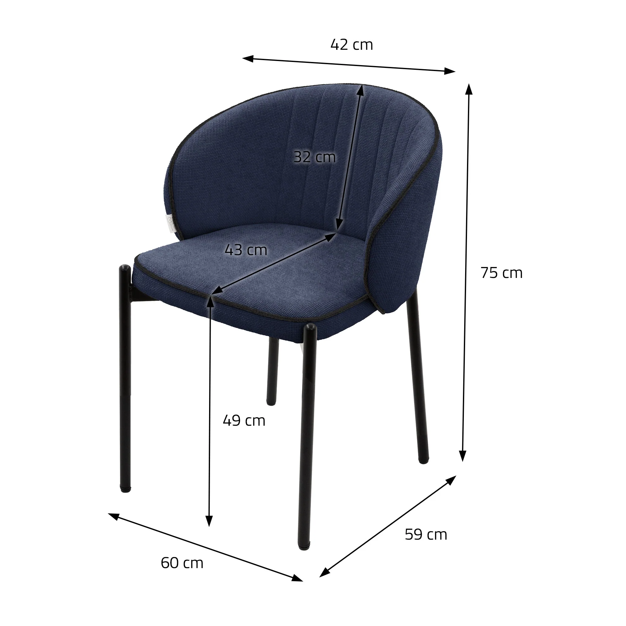 Esszimmerstühle Set mit Stoffbezug und Metallbeinen, ergonomische Rückenlehne - Image 22