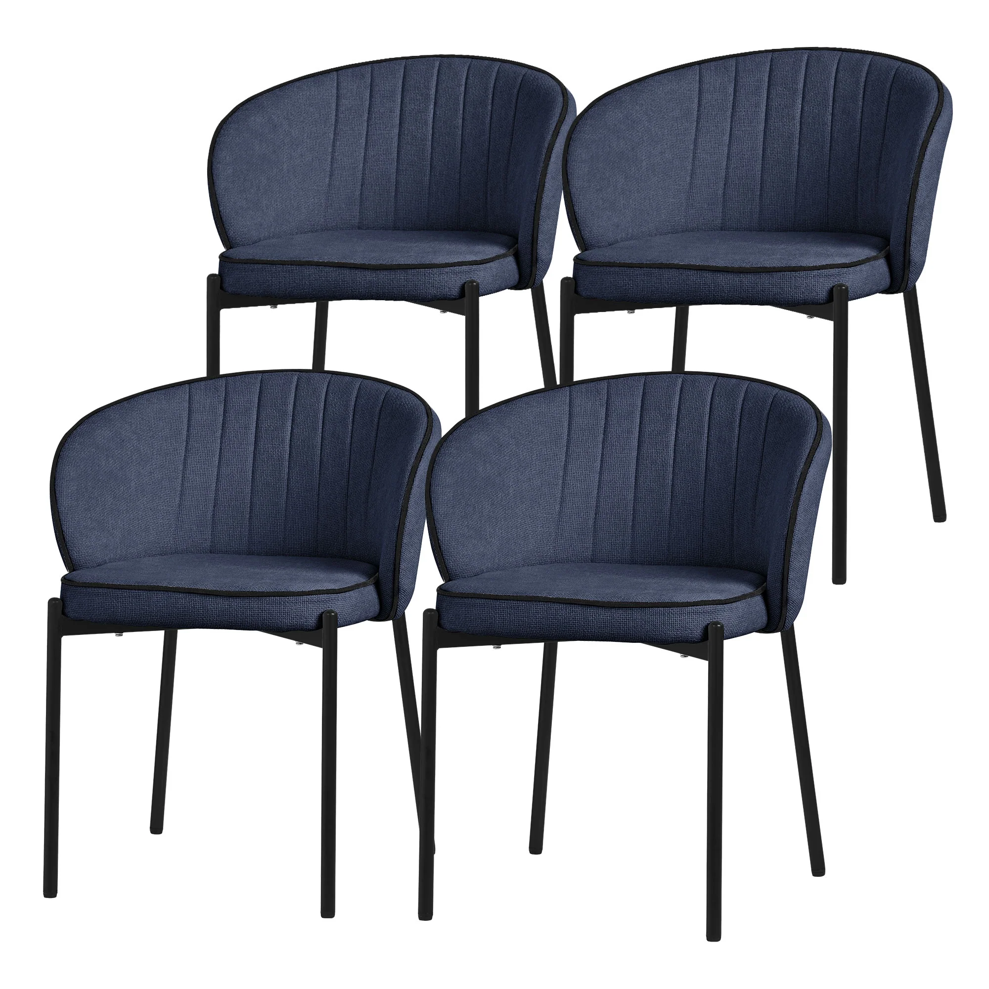 Esszimmerstühle Set mit Stoffbezug und Metallbeinen, ergonomische Rückenlehne - Image 7