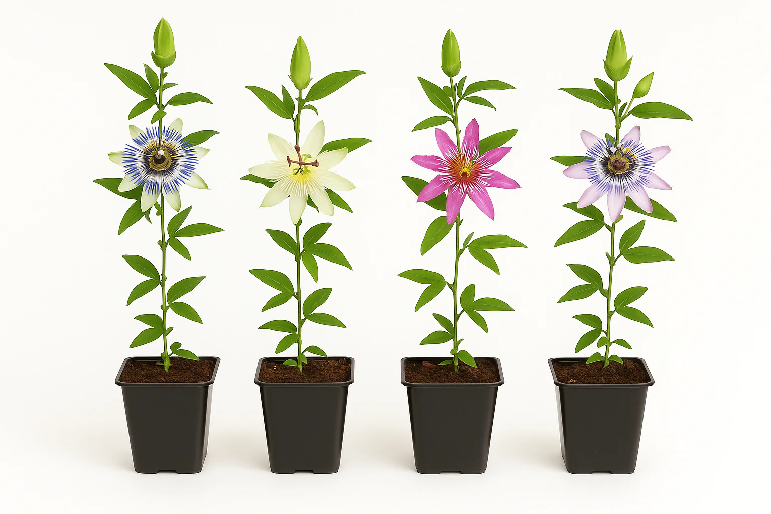 Exotenherz Kletterpflanzen - Passionsblume Passiflora Rainbow  - 4er Set - 11cm Topf