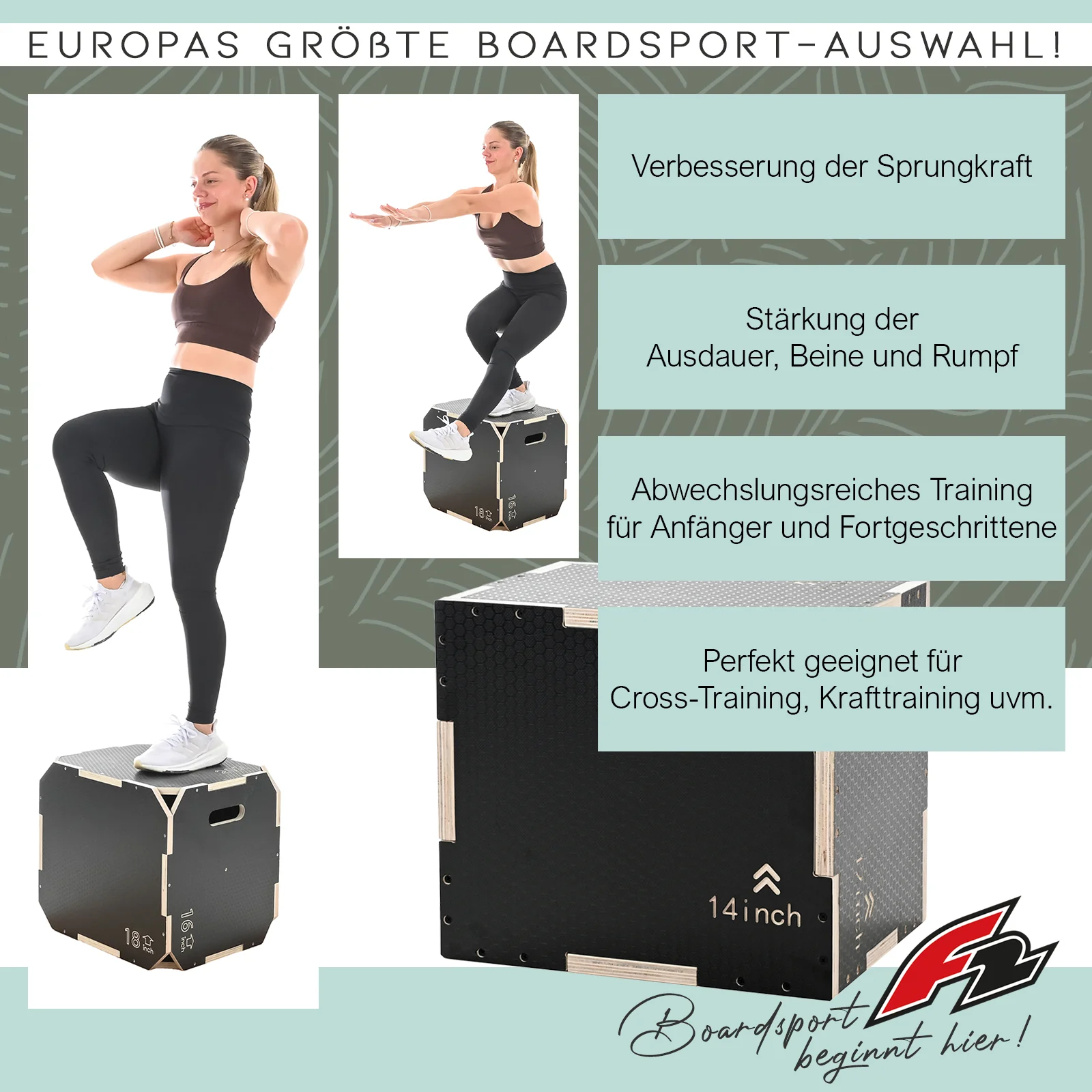 F2 Balance Board Jump Plyobox 61x51x41cm Schwarz - Image 2