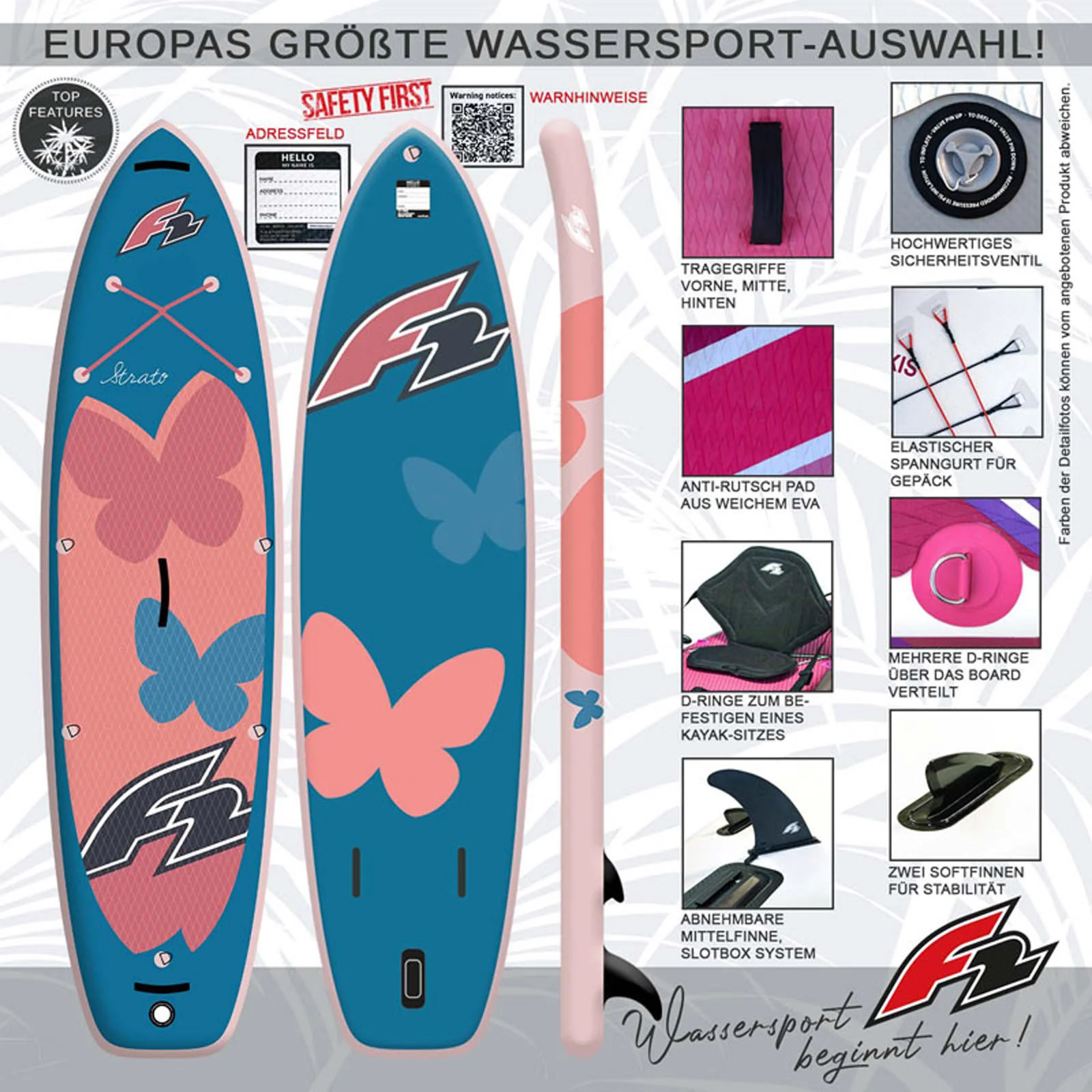 F2 Damen SUP Stand Up Paddle Board Strato Limited Edition 10'0''  Apricot - Image 2