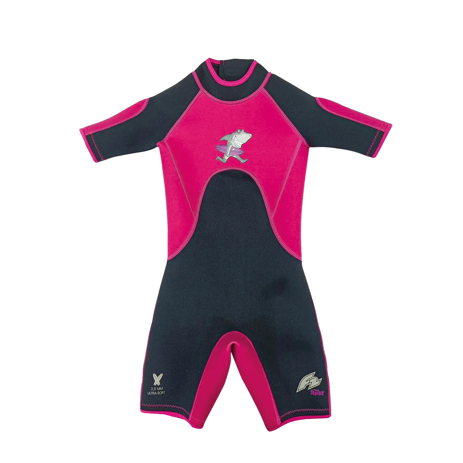 F2 Junior Neopren Anzug Shark Shorty (3,5mm) Kurz 10 yrs Pink - Image 3