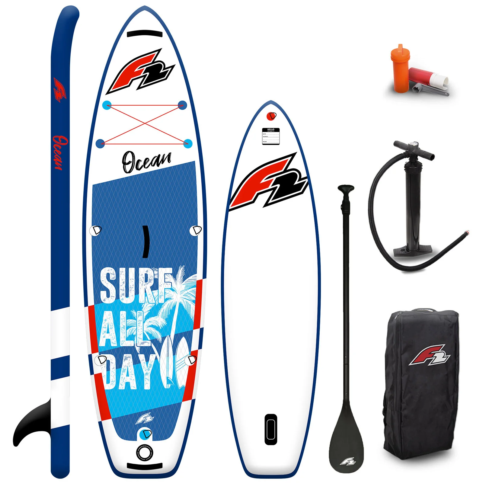 F2 Junior SUP Stand Up Paddle Board Ocean Boy  8'2''  Blau - Image 3