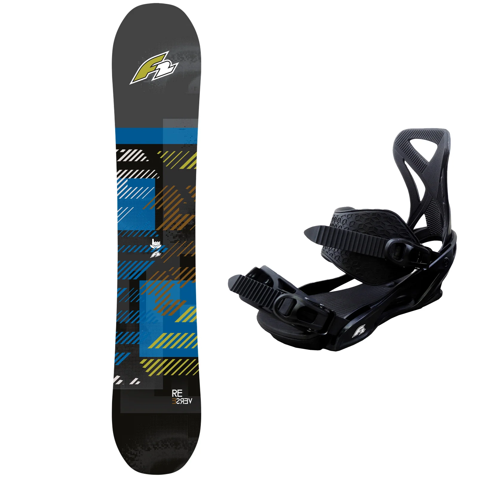 F2 Set Herren Snowboard Reverse Blue 162w cm mit Bindung Sonic Pro L