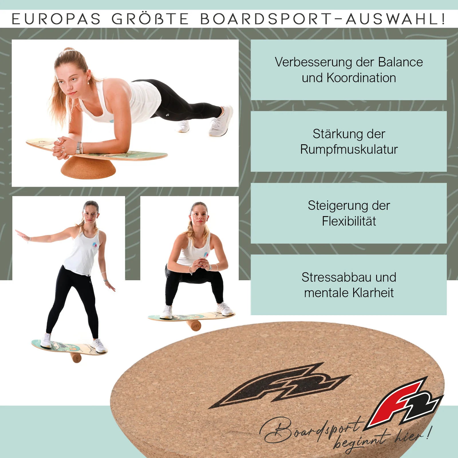 F2 Set Kork Balance Board Pill Flat Shape 80x30cm + Halbkugel - Image 3