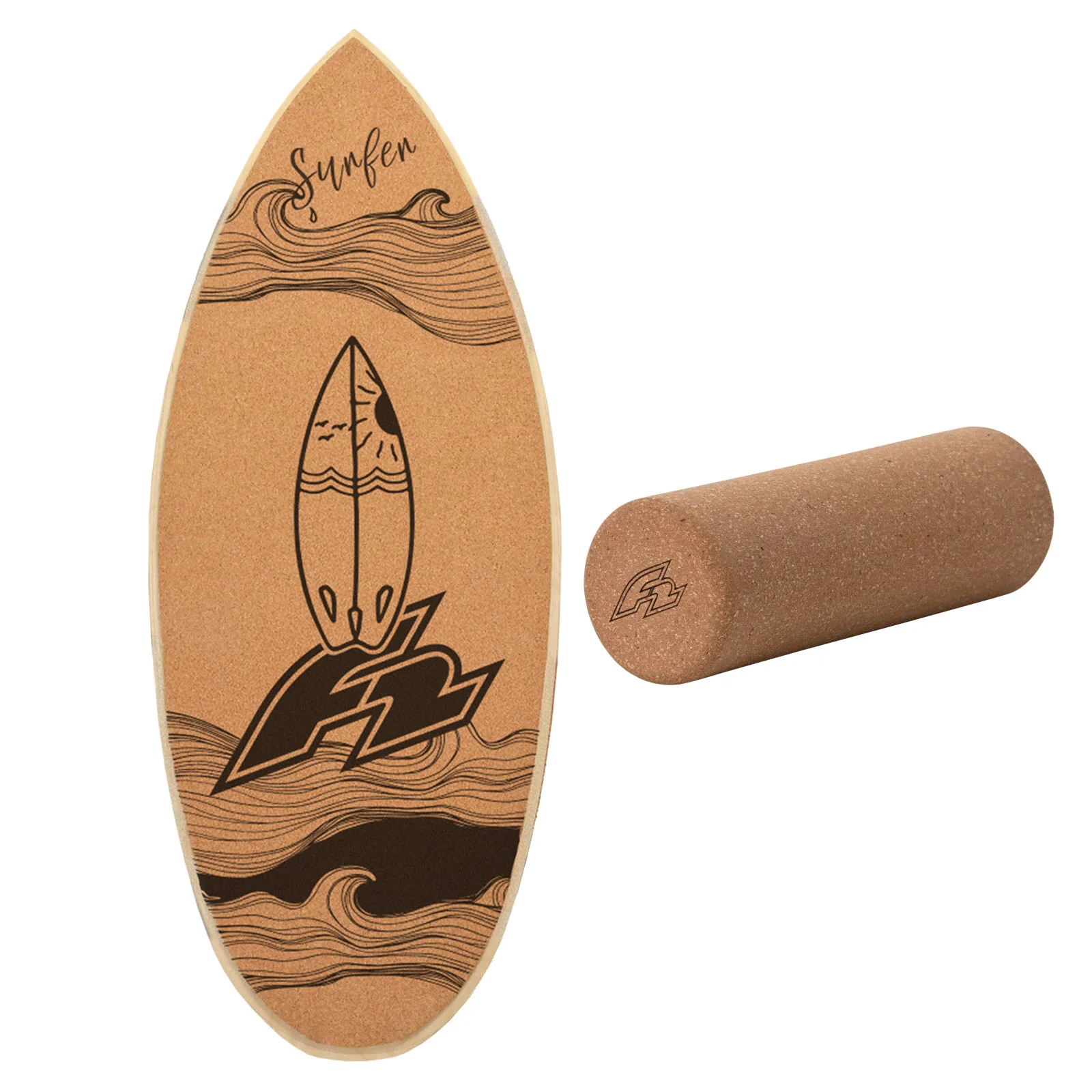 F2 Set Kork Balance Board Pill Flat Shape 80x30cm + Korkrolle - Image 17