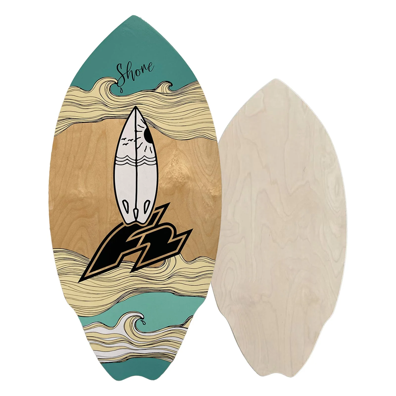 F2  Skim Board Wood Shore Surfbrett 39" Holz - Image 4