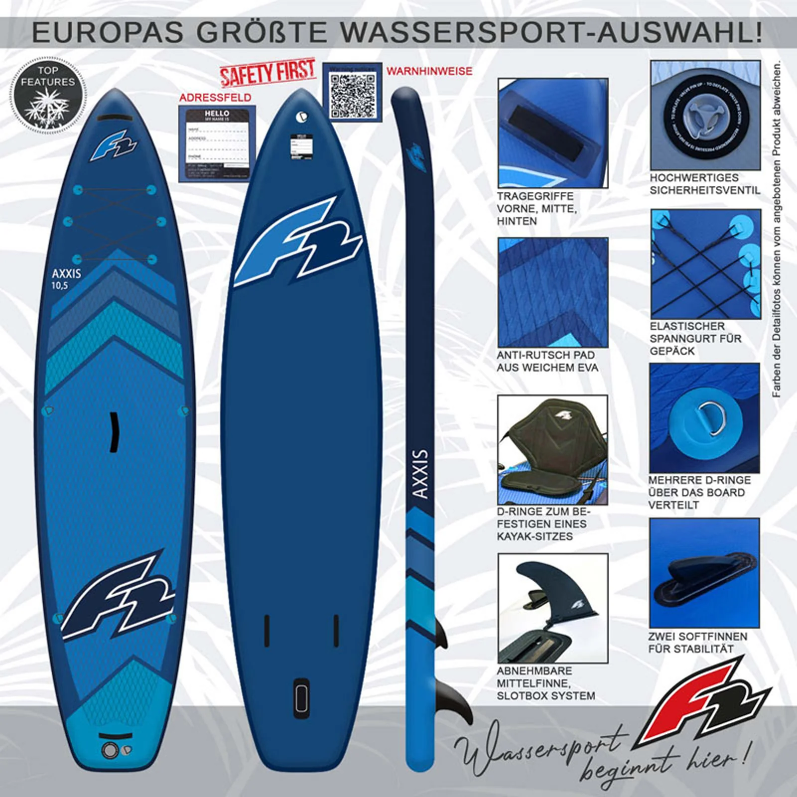 F2 SUP Stand Up Paddle Board Axxis Limited Edition 12'2'' Blau - Image 7
