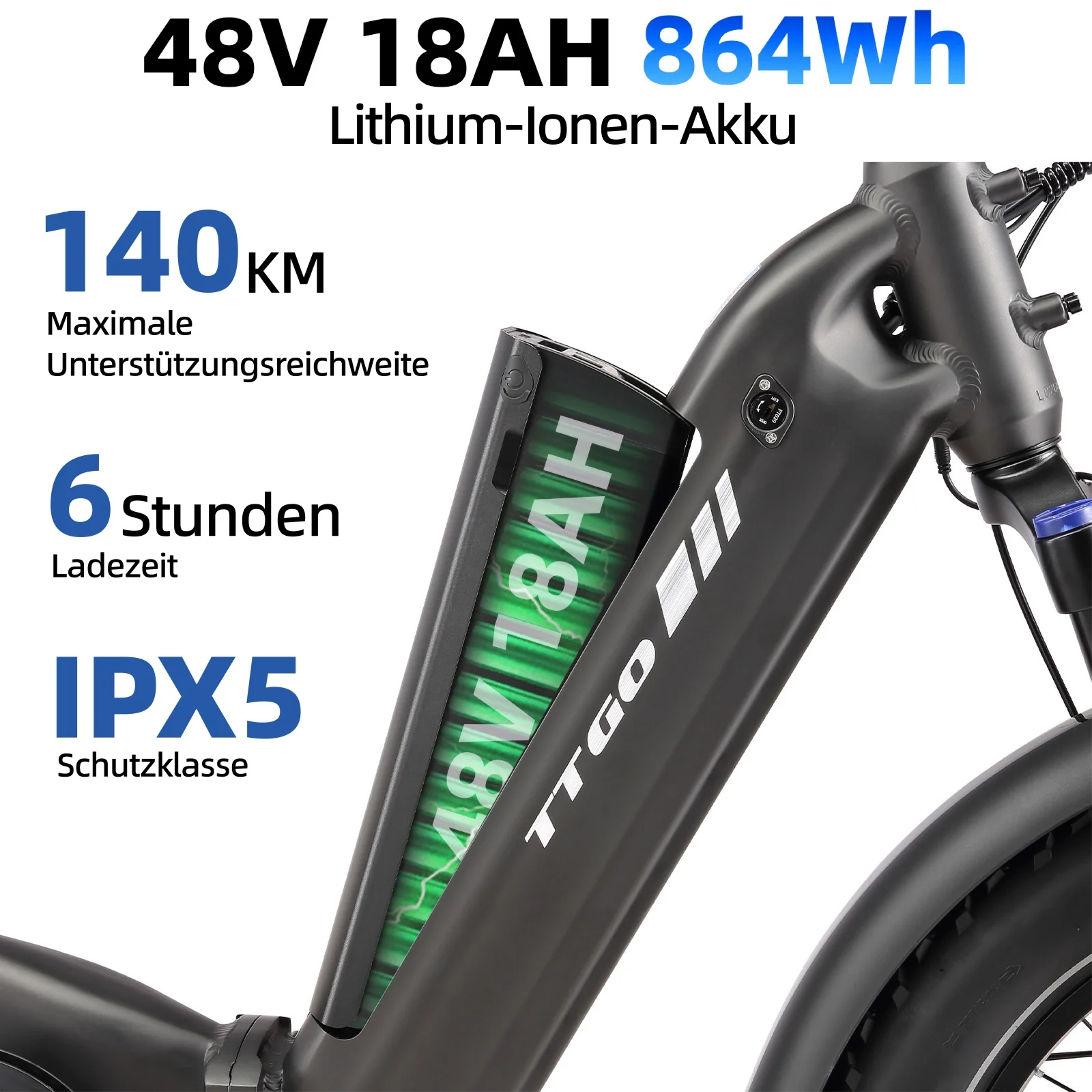 F6 20" 48V 250W Hinterradmotor 70Nm Drehmoment 48V18Ah Akku 120-140km Reichweite Faltbares E-Bike mi - Image 12