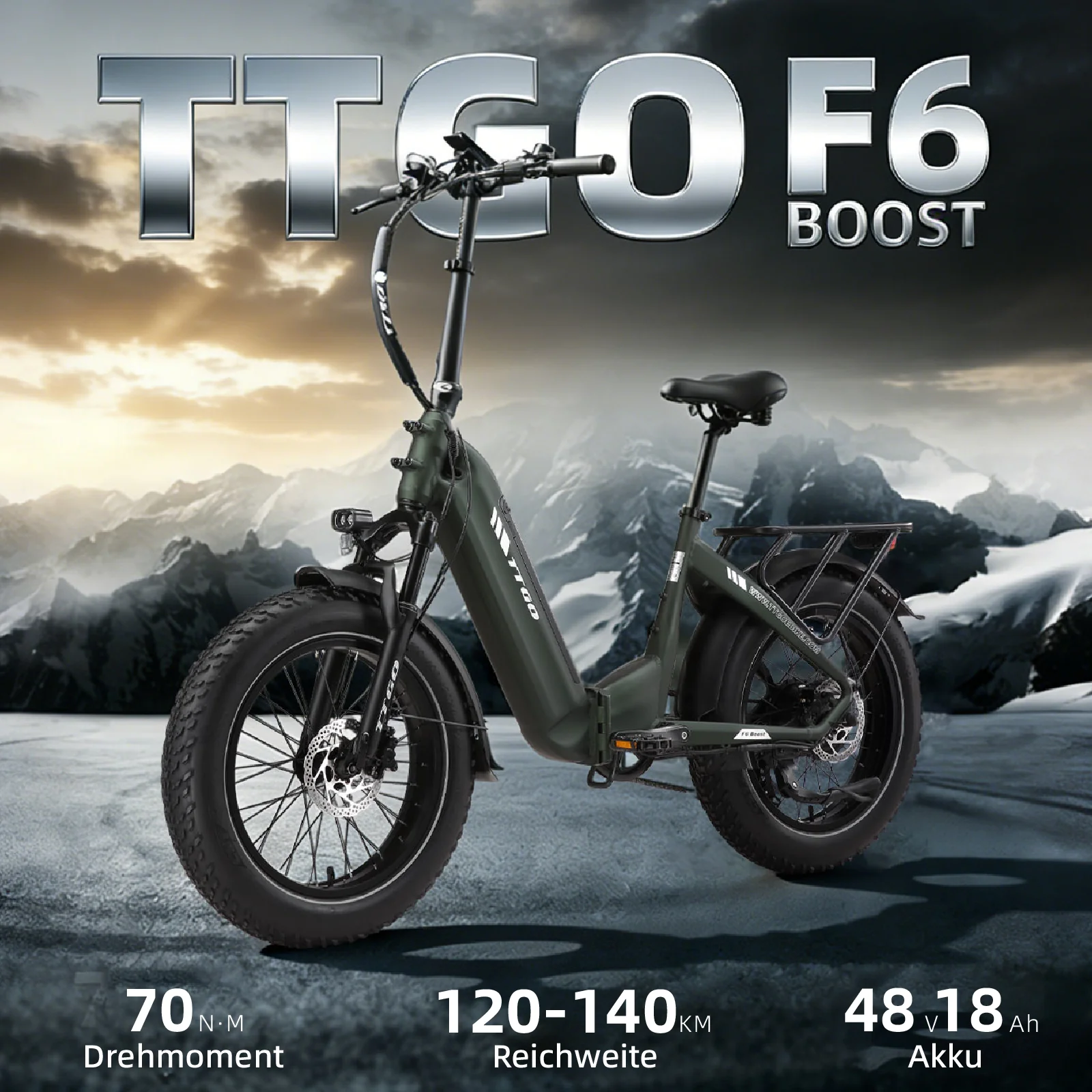 F6 20" 48V 250W Hinterradmotor 70Nm Drehmoment 48V18Ah Akku 120-140km Reichweite Faltbares E-Bike mi - Image 19