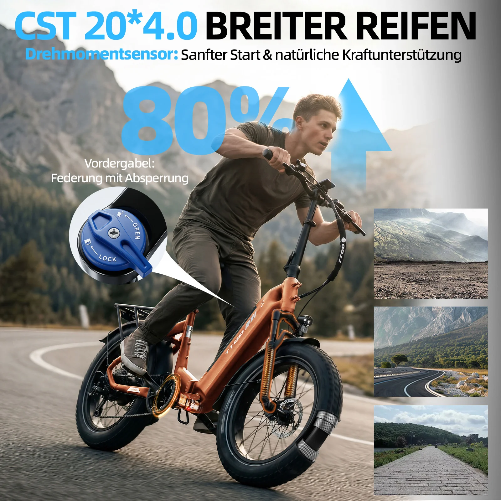 F6 20" 48V 250W Hinterradmotor 70Nm Drehmoment 48V18Ah Akku 120-140km Reichweite Faltbares E-Bike mi - Image 36