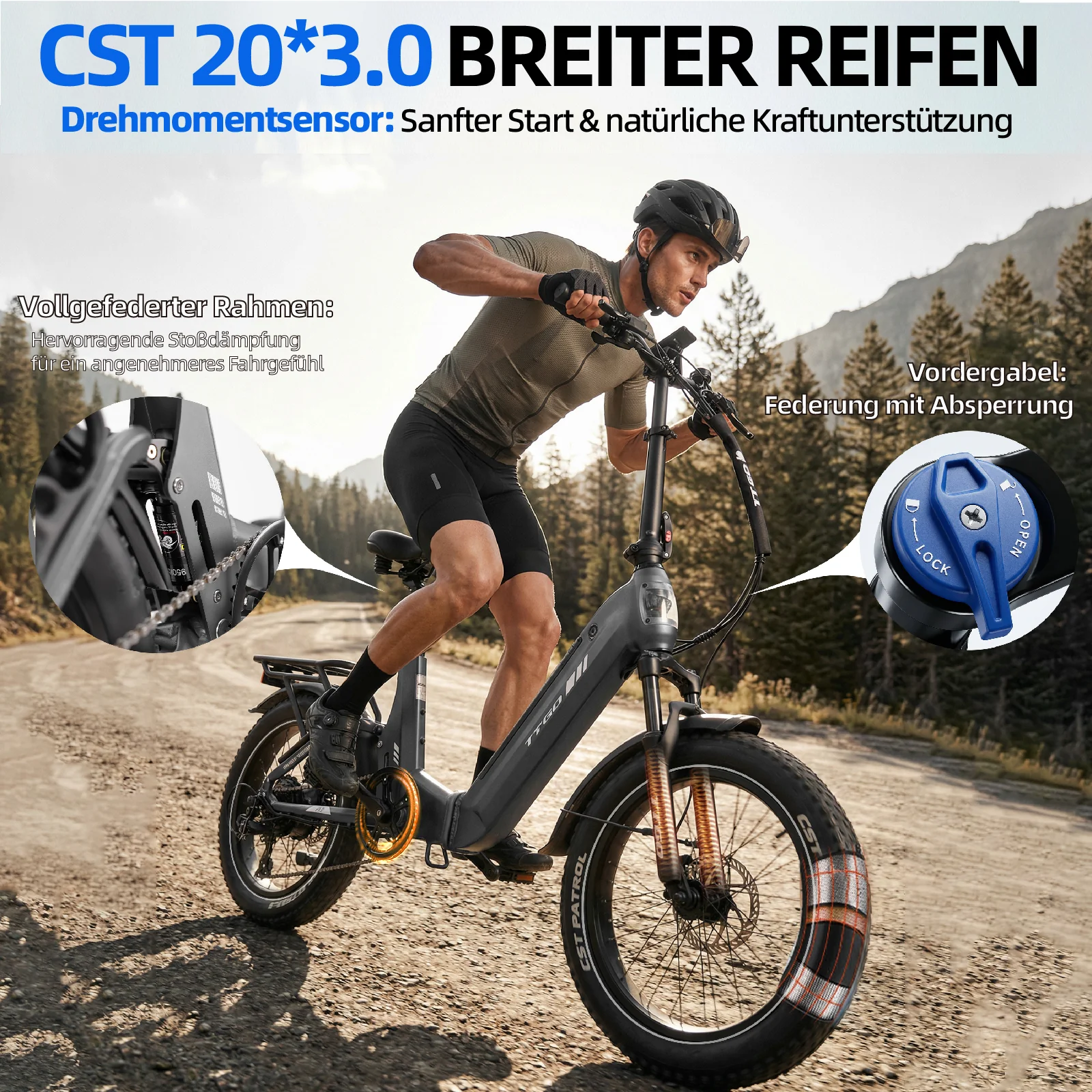 F7 20" 48V 250W Hinterradmotor 70Nm 48V15Ah Akku 100-120km Reichweite E-Bike mit Vollfederung - Image 19
