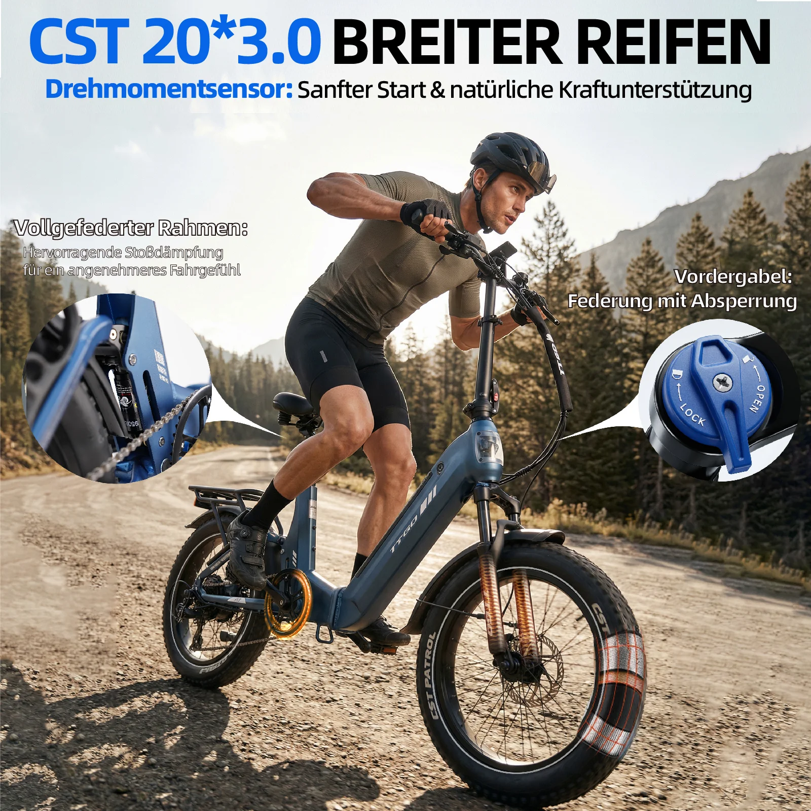 F7 20" 48V 250W Hinterradmotor 70Nm 48V15Ah Akku 100-120km Reichweite E-Bike mit Vollfederung - Image 4