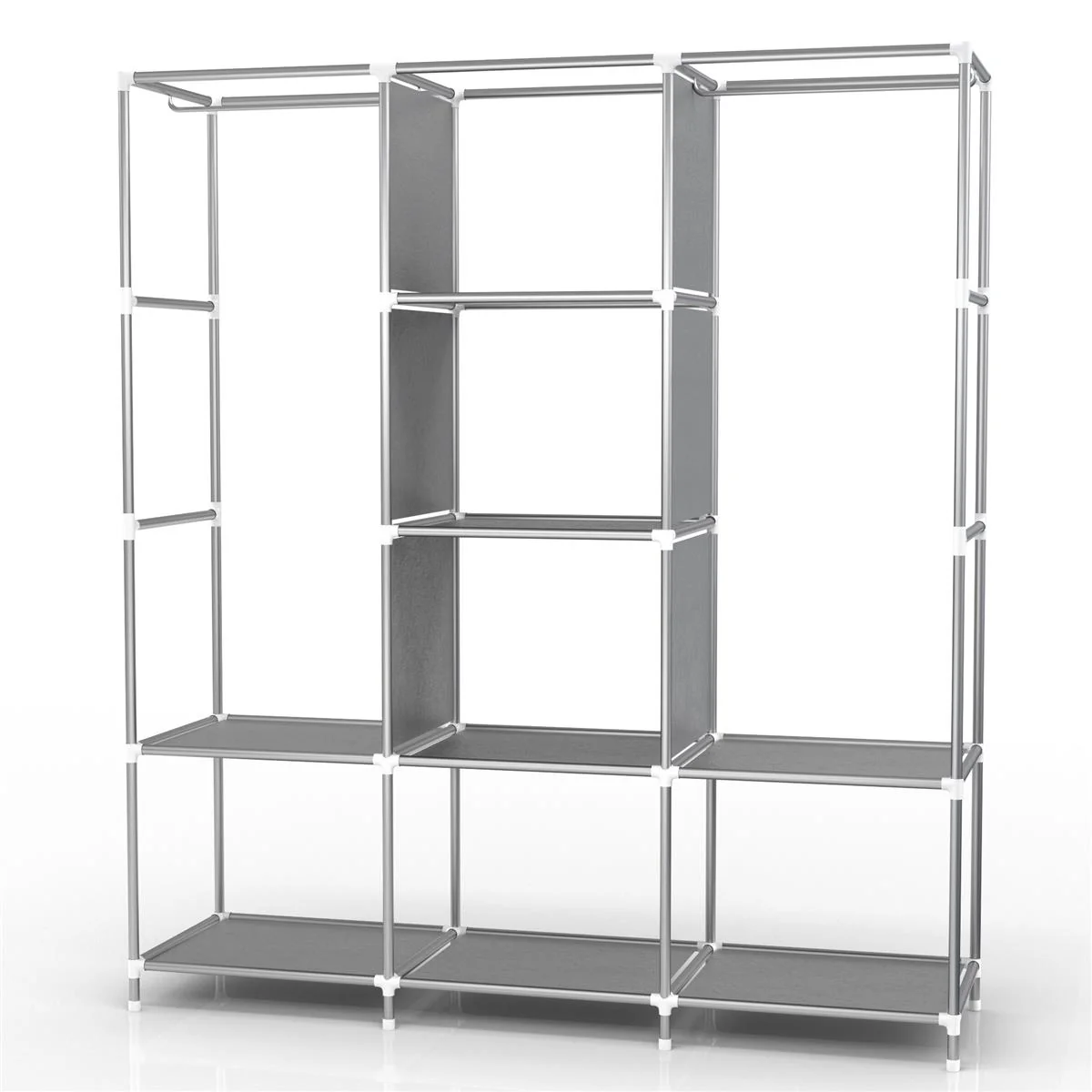 Faltschrank 130x175x45 cm Kleiderschrank aus Stoff mit Reißverschluss Kleiderstange - Image 4