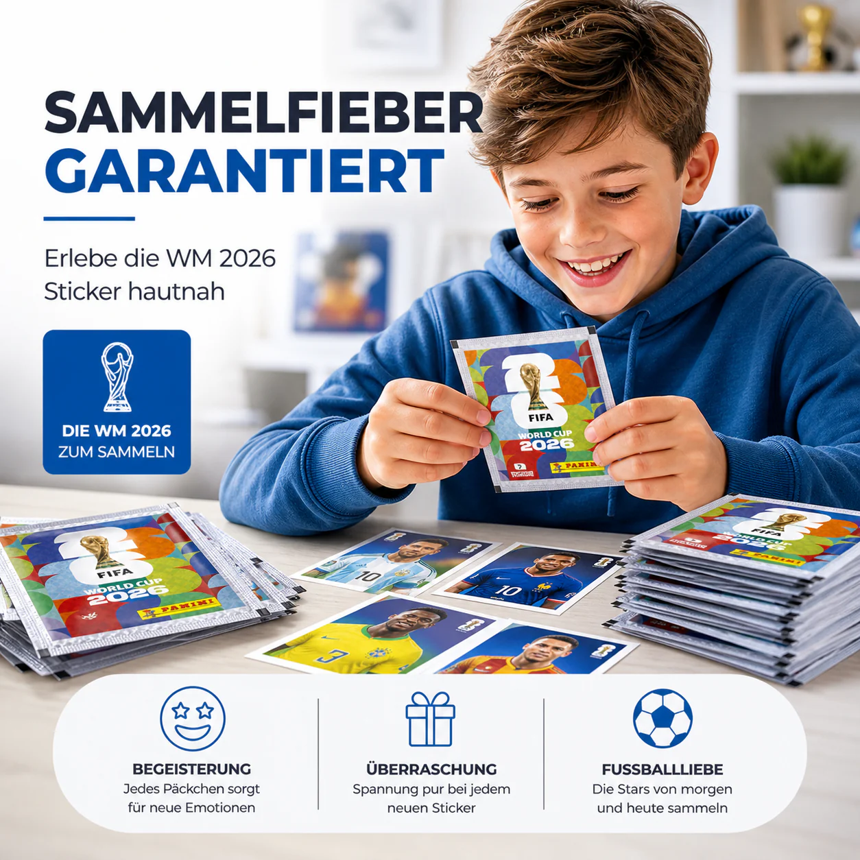 Fußball WM 2026 Set mit Panini Stickern – inkl. WM Spielplan (25 Tüten  / 175 Sticker Einzeltüten) - Image 6