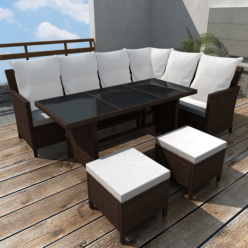 Gartenlounge Anna mit Auflagen in Braun und Cremeweiß von Atiaro