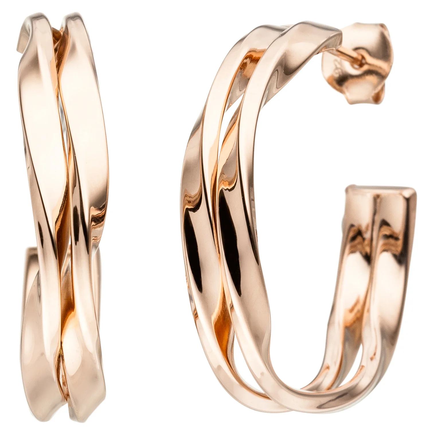 Halbcreolen 925 Sterling Silber rotgold vergoldet Ohrringe Creolen - Image 2