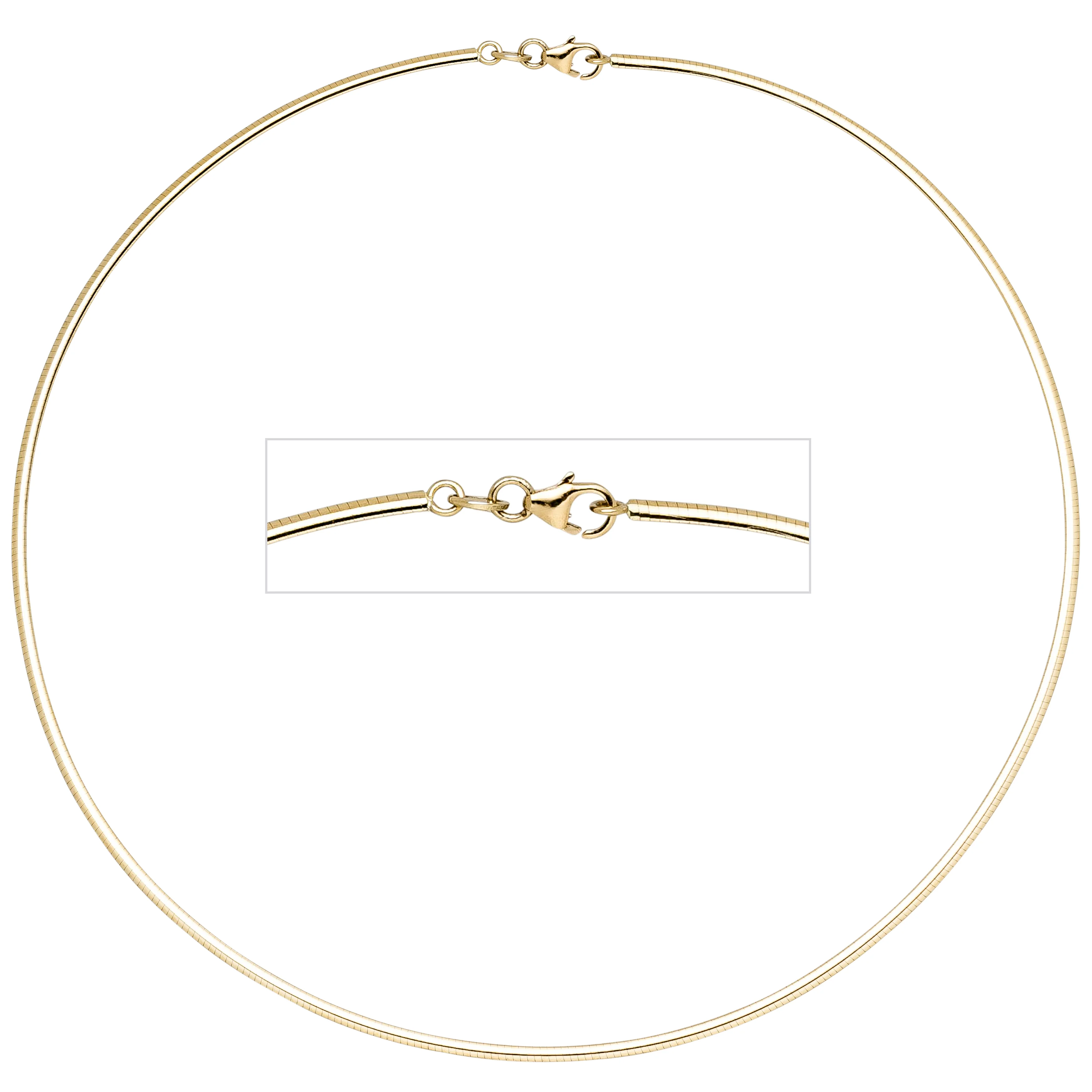 Halsreif 585 Gelbgold 2 mm 45 cm Gold Kette Halskette Goldhalsreif Karabiner - Image 2