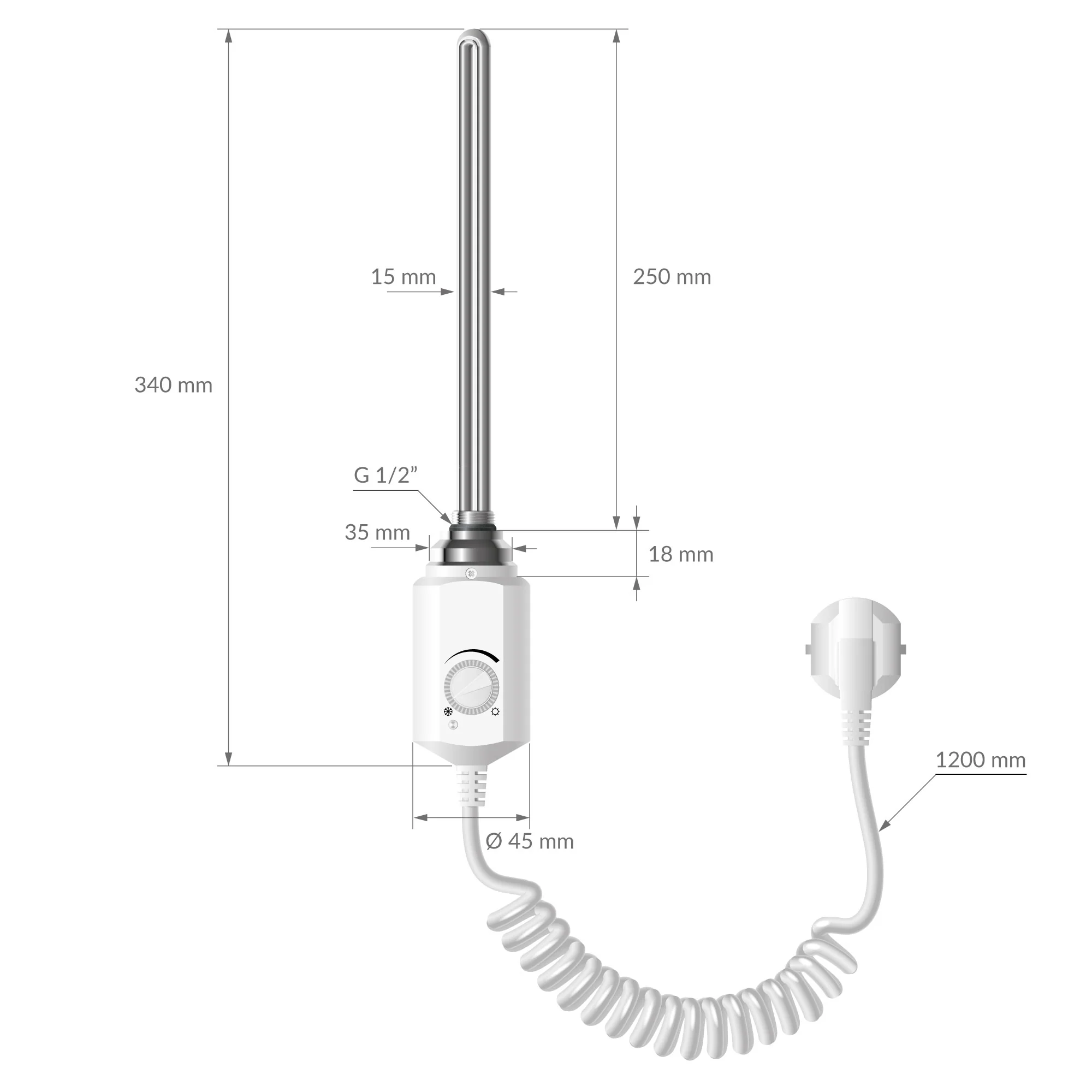 Heizstab 300W Chrom für Badheizkörper, Heizpatrone mit Thermostat für Heizkörper - Image 7