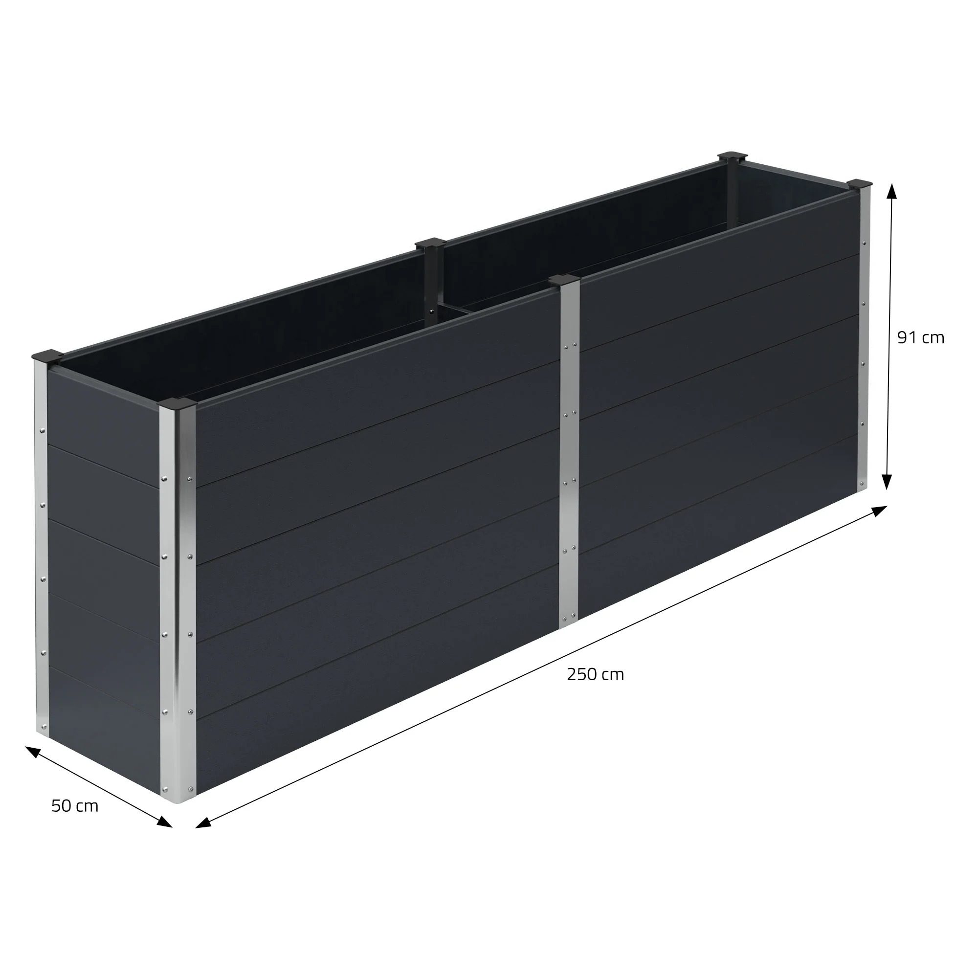 Hochbeet 250x50x91 cm Anthrazit aus WPC ML-Design - Image 6