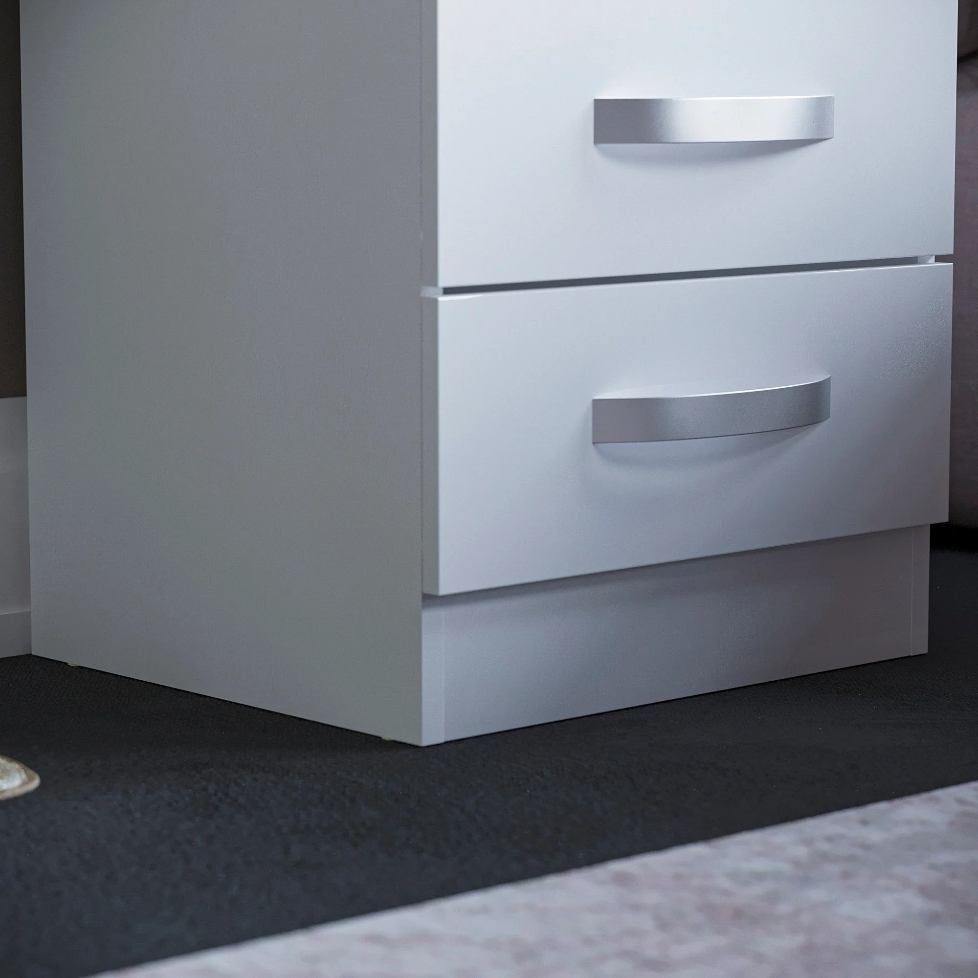 Hulio Weiß Hochglanz-Nachttischschrank mit 3 Schubladen – Moderne Schlafzimmermöbel - Image 13