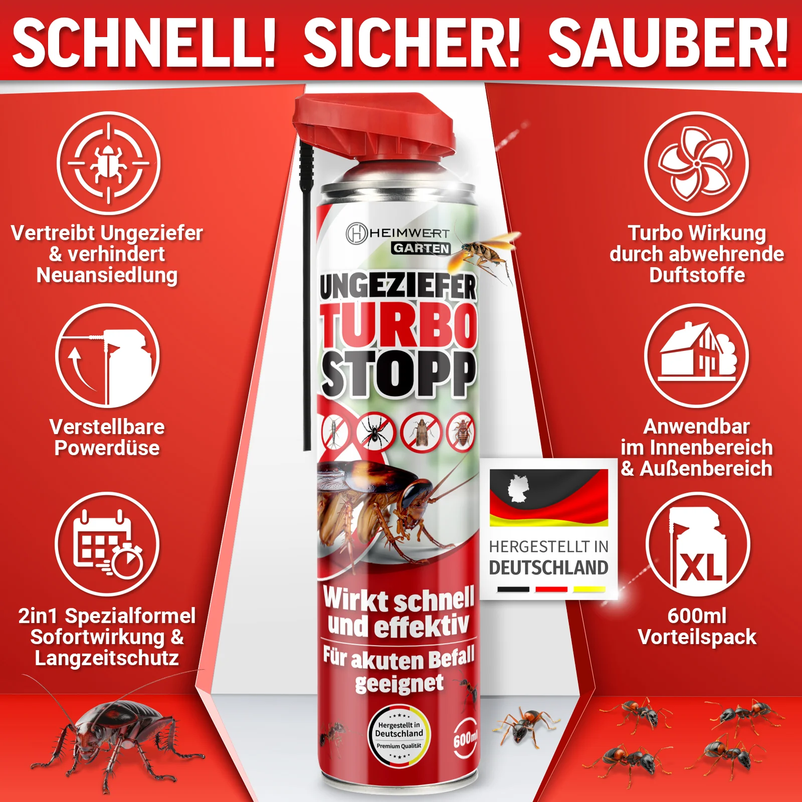Insektenspray Ungeziefer Akut Sofortige Wirkung Langzeitschutz Spray 600ml - Image 8