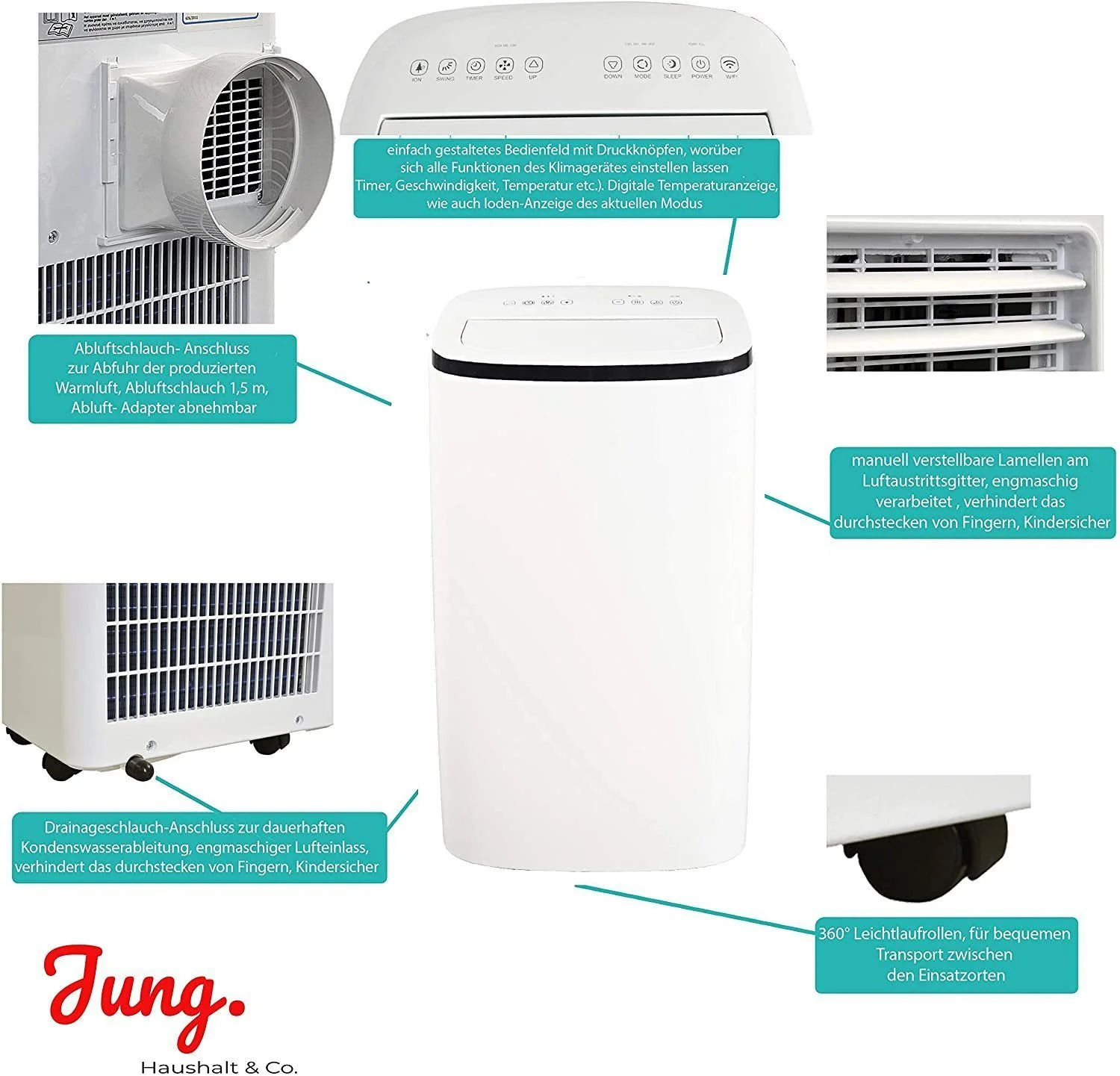 JUNG AIR Klimaanlage mobil 16000 BTU B-Ware geprüft leise Klimagerät AC mit Fernbedienung - Image 4